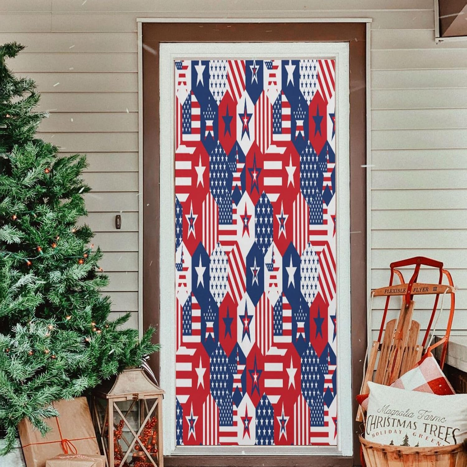 Susiyo Red American Stars Halloween Door Cover