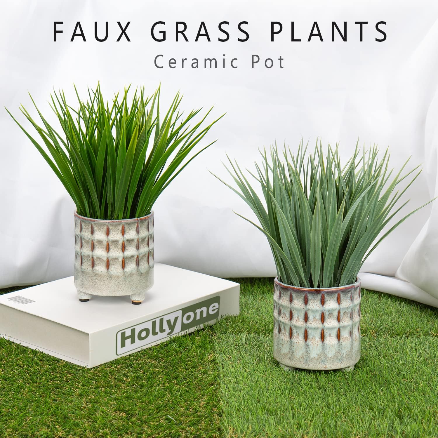 Hollyone Artificial Grass Potted Plant for Home Decor