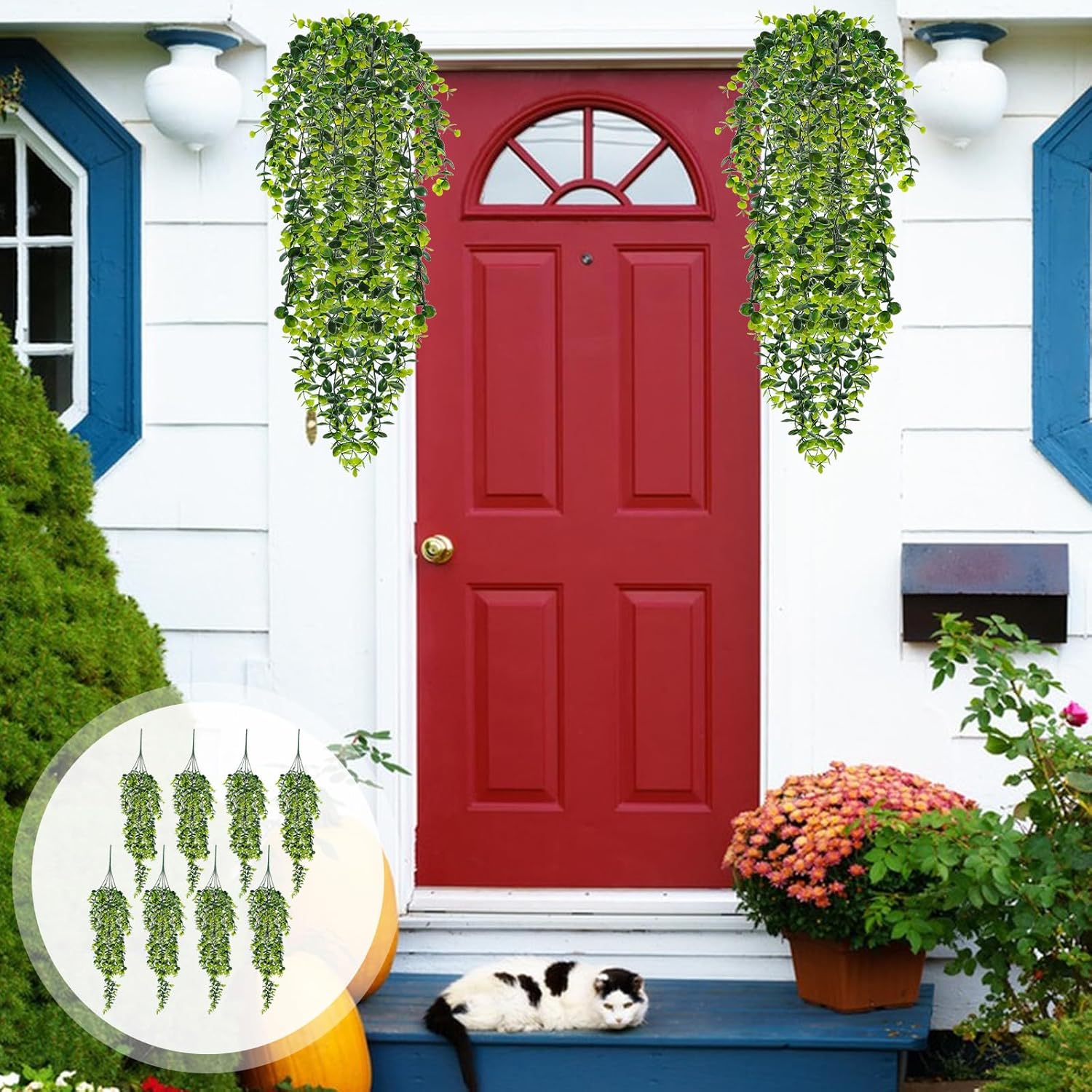 8pcs Artificial Eucalyptus Hanging Plants UV Resistant Decor