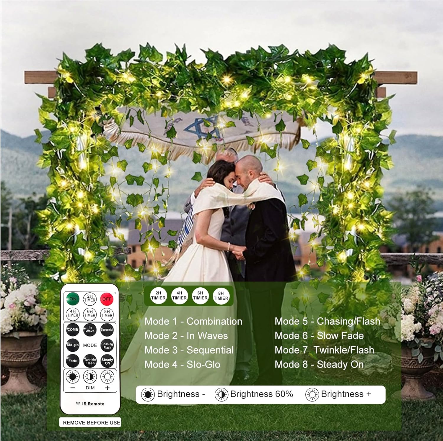 HXWEIYE 12 Pack Artificial Ivy Garland with 200LED String Light