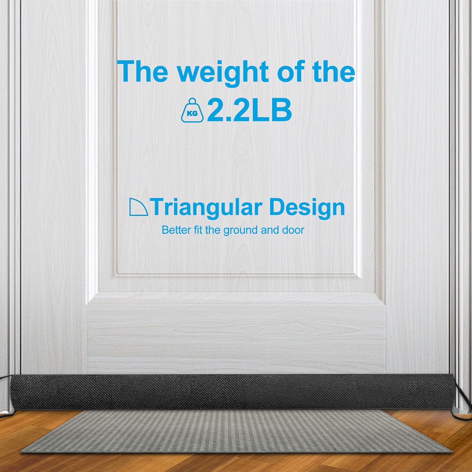 QUOLIX Triangle Door Draft Stopper 32 Inches Gray Black