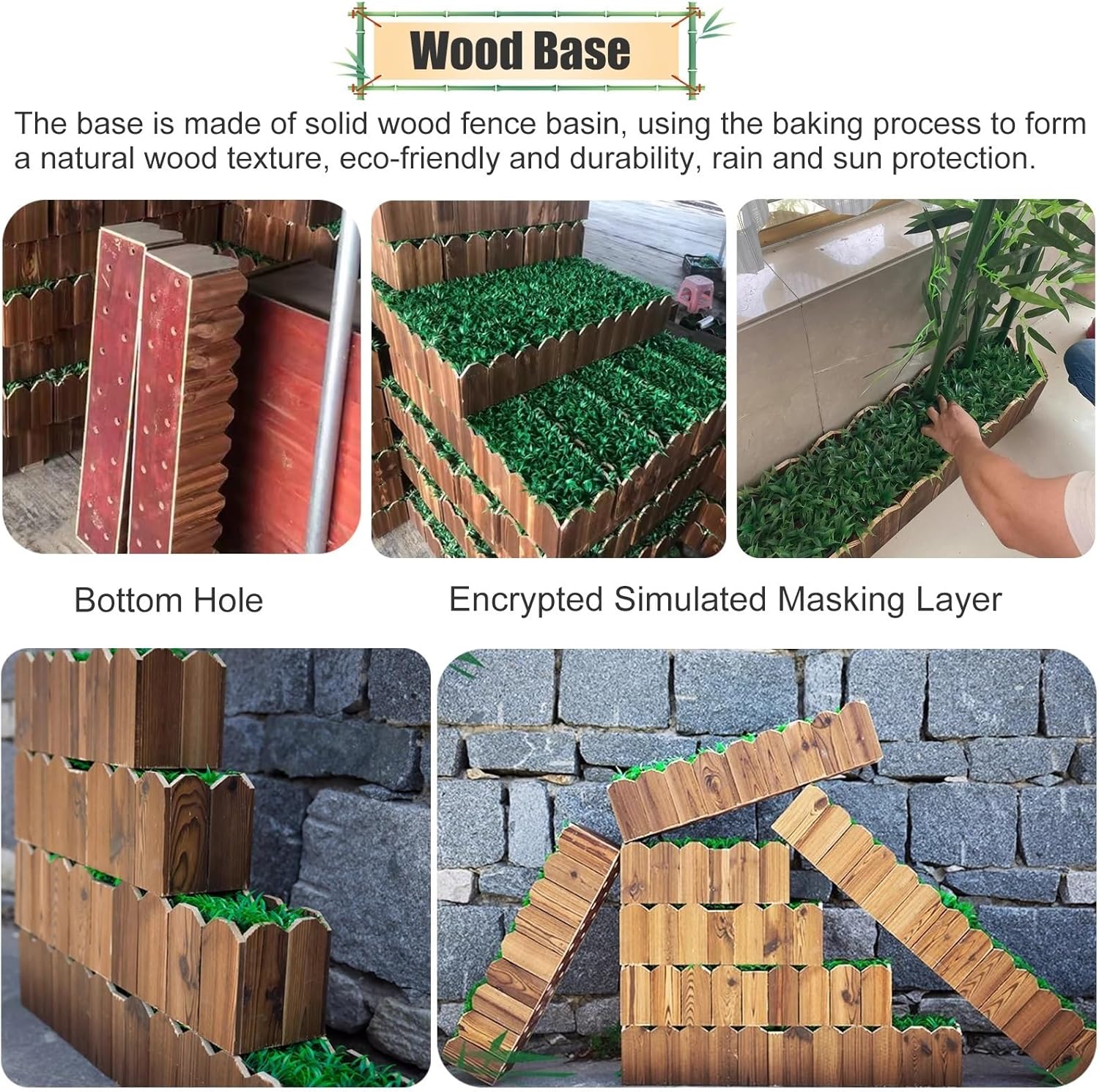 Faux Bamboo Plant Artificial Bamboo Indoor Outdoor Decor With Wood Base