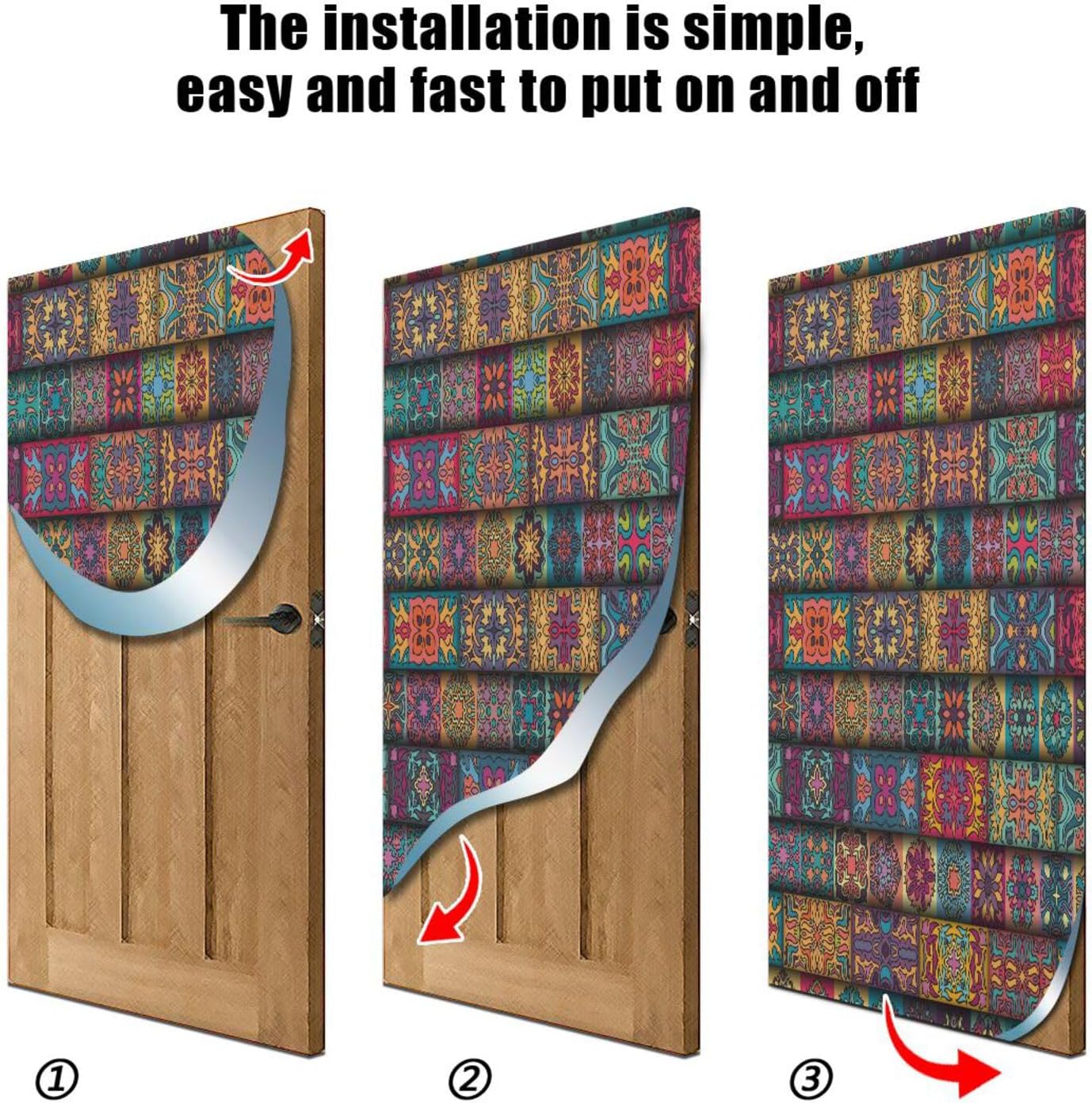 Susiyo Colorful Halloween Door Cover Stretch Fabric 32x79 in