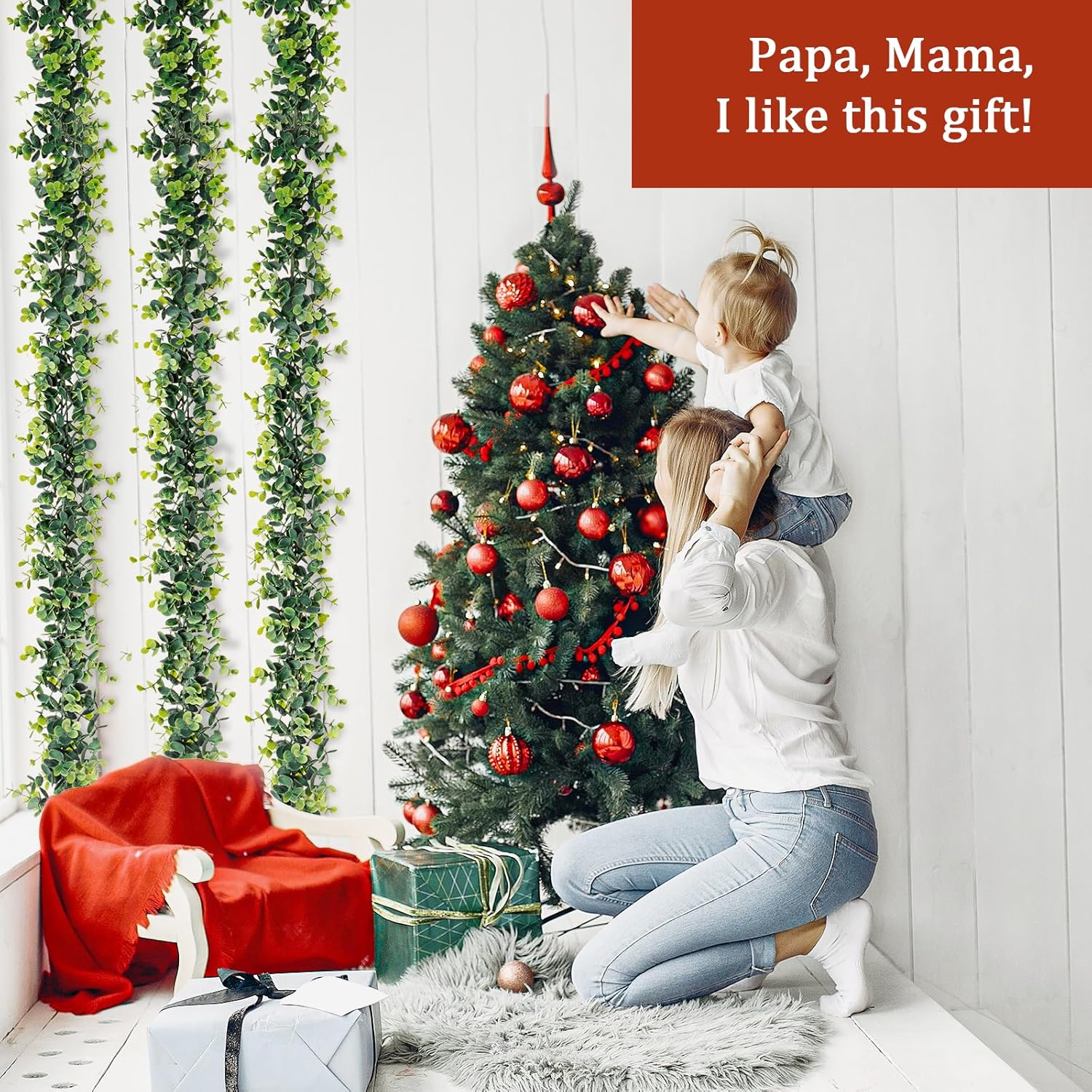 Uqueeten Vines Faux Eucalyptus Garland 59 FT 2 Pack for Wedding Backdrop and Wall Decor