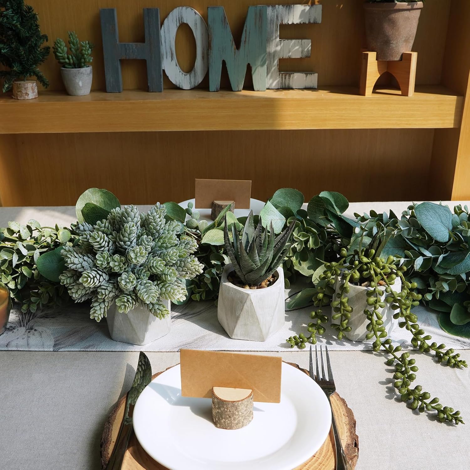 Winlyn Set of 3 Mini Artificial Succulent Plants in Gray Hexagon Ceramic Pots