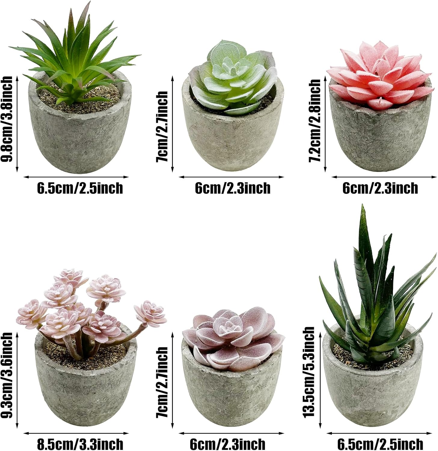 Cayway 6PCS Artificial Succulent Plants Indoor Decor