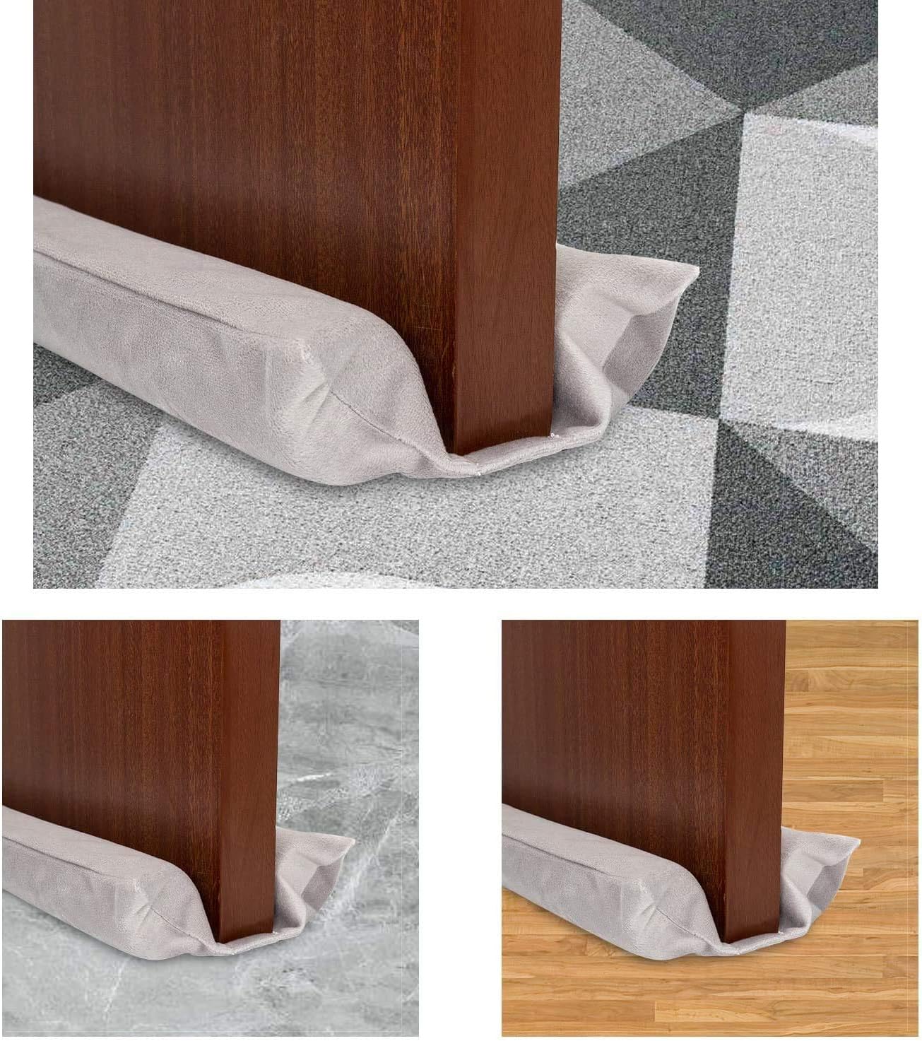 Adjustable Door Draft Stopper 36 Inch Light Grey Under Door Seal Blocker