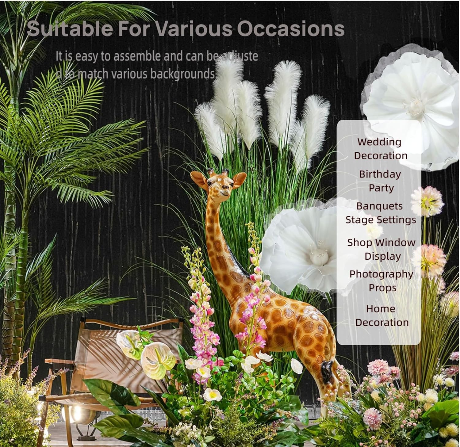 Giant White Flowers for Decor with Stand