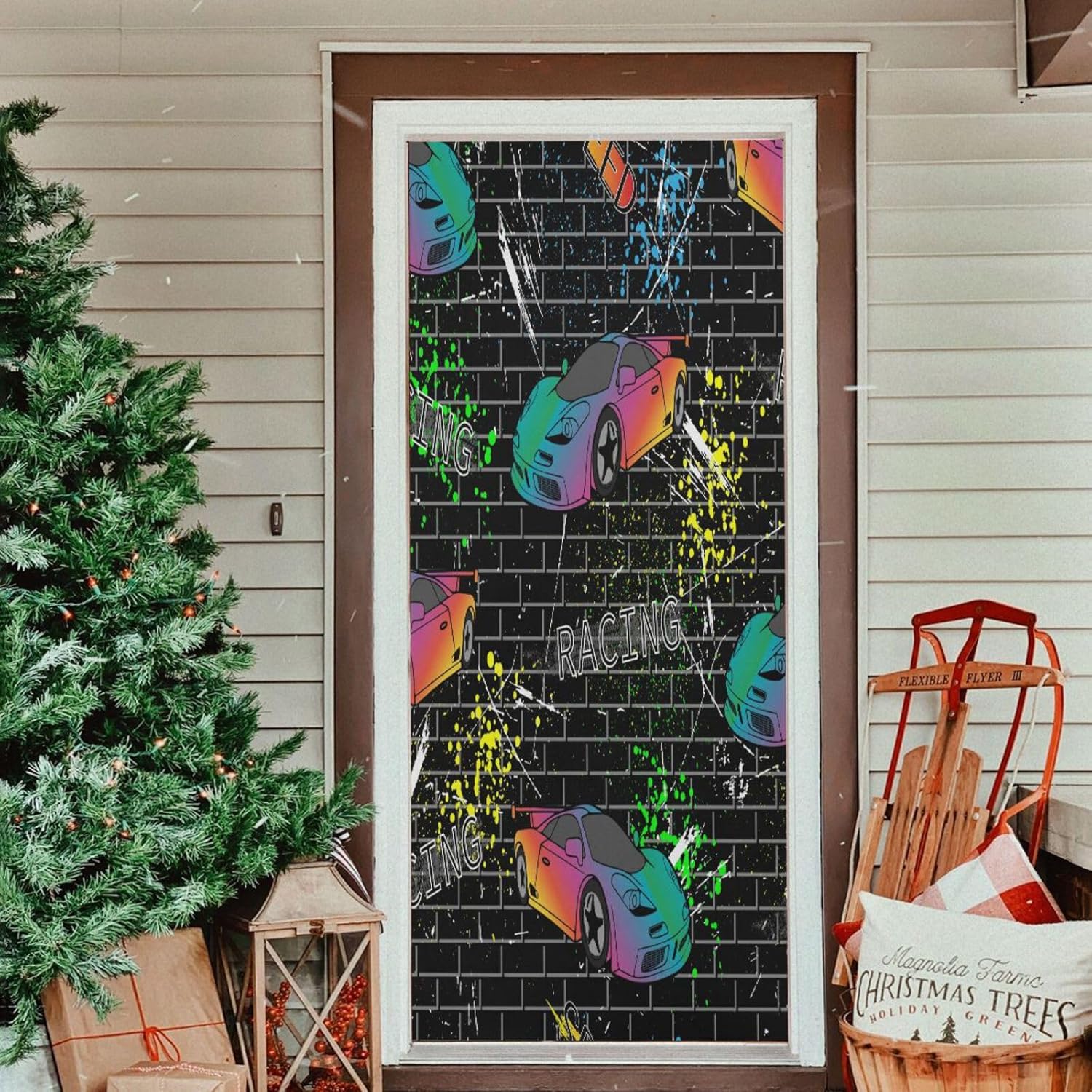 Susiyo Sports Cars Door Cover Halloween Decoration 32x79 in