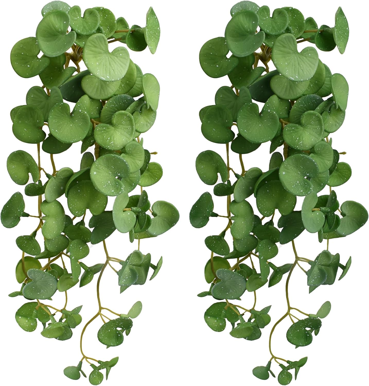 Fake Hanging Plants 2PCS Artificial Copper Coin Grass Plants for Wall Shelf Home Office Indoor Outdoor Garden Decor