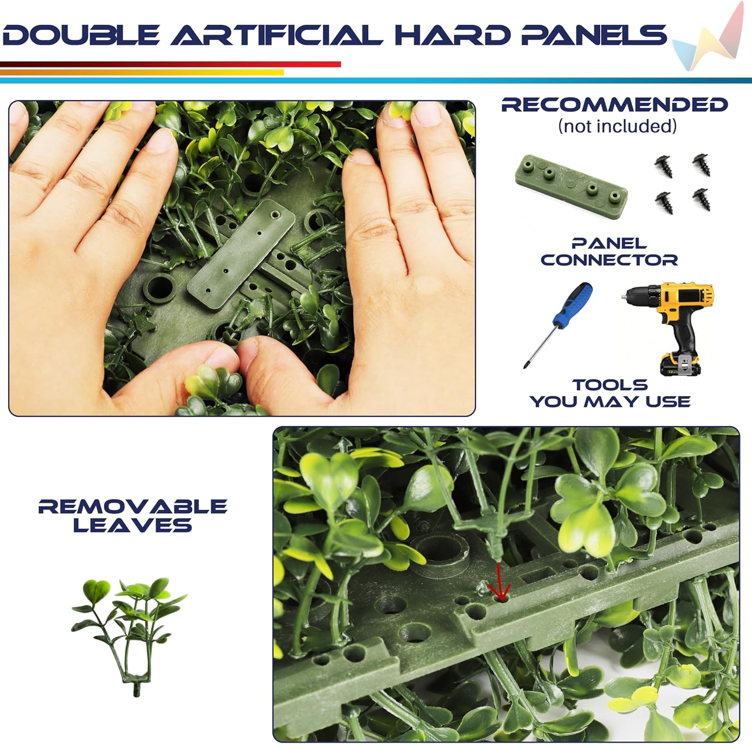 18 x 12 Artificial Double Sided Plant Panel with Hard Back