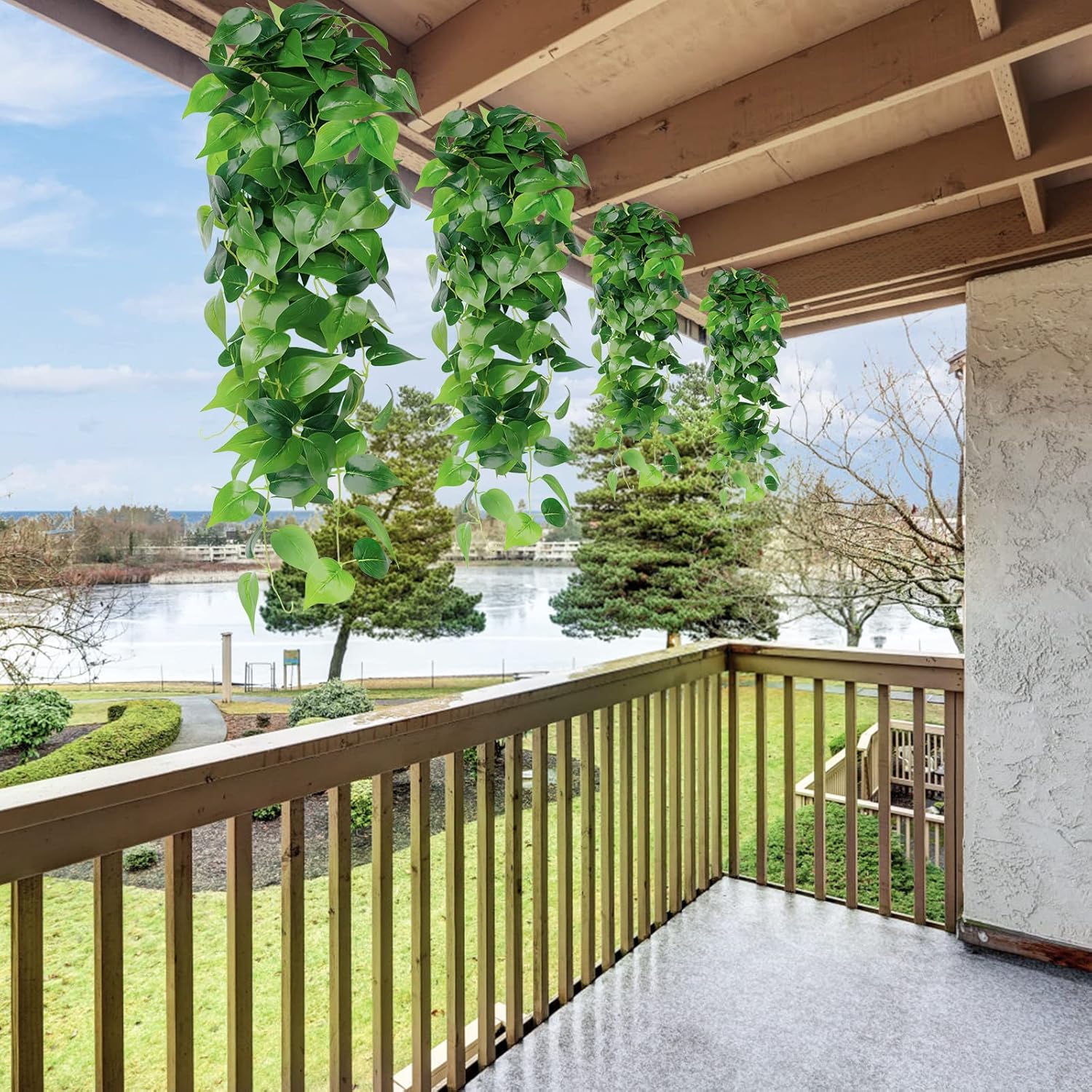 SOMYTING Artificial Hanging Plants 2pcs Faux Ivy Vines Greenery Decor