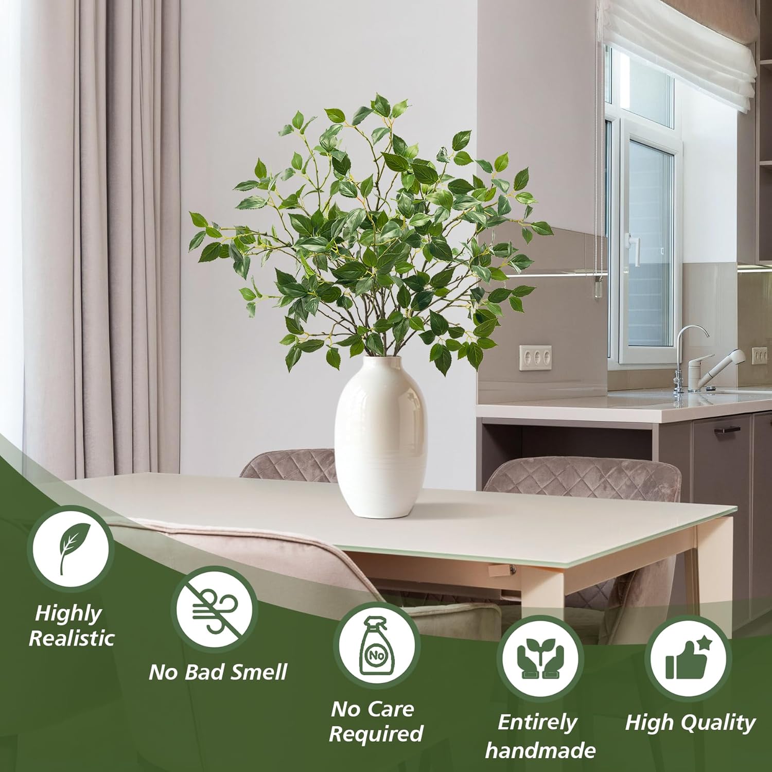 Uqueeten Eucalyptus Stems Artificial Plants 32 Inch 6PCS