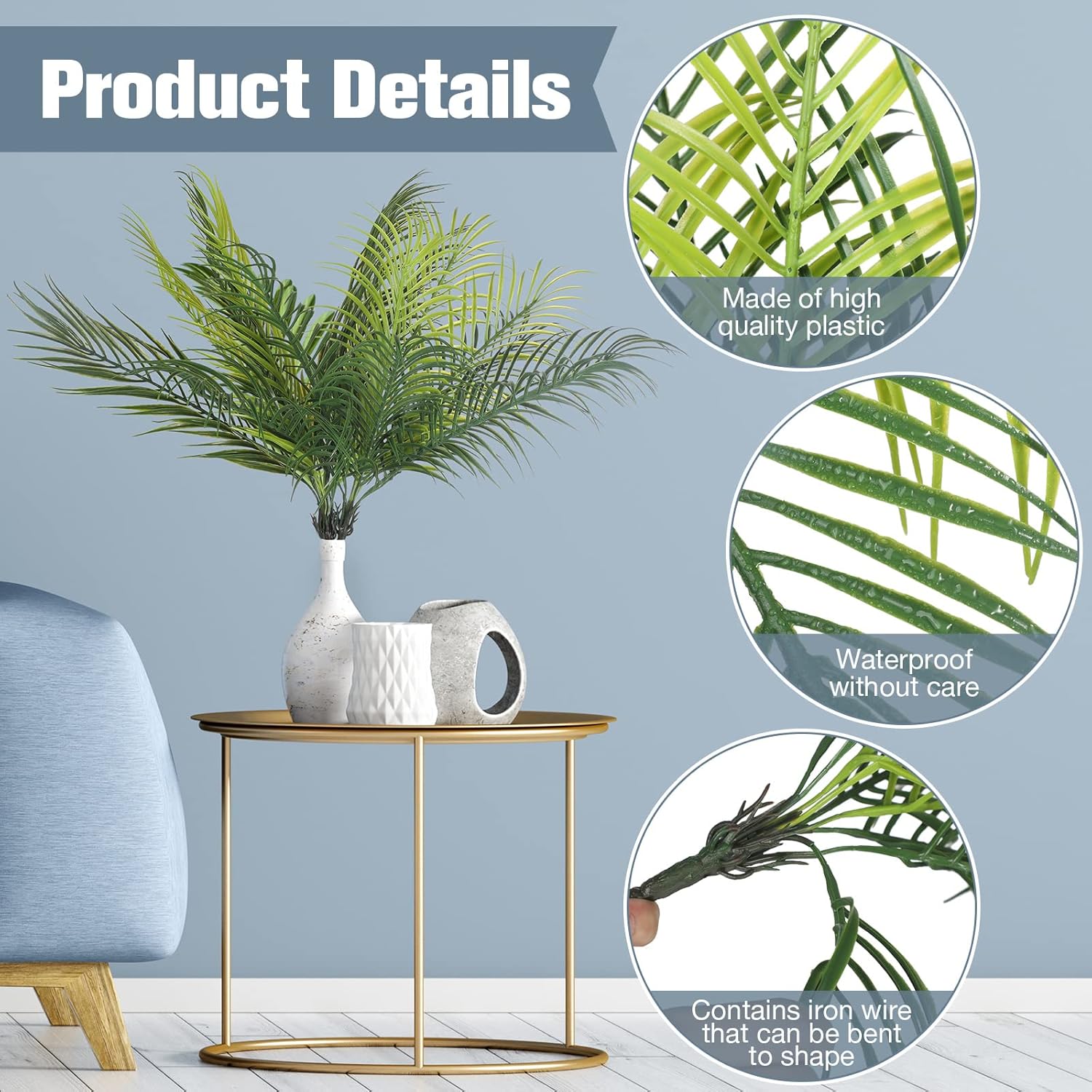 Faux Palm Leaves Artificial Plants for Home Decor