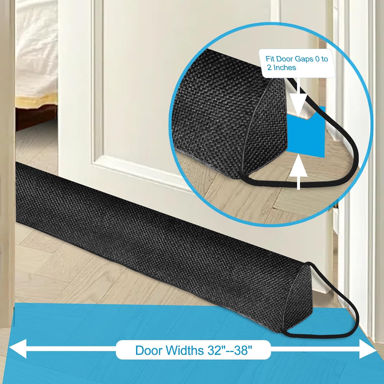 QUOLIX Triangle Door Draft Stopper 32 Inches Gray Black