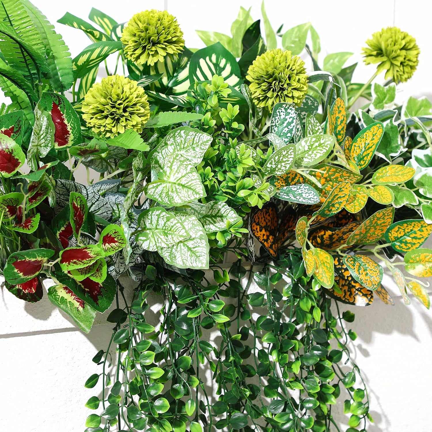 Giegxin 18 Pcs Artificial Plants Set for Outdoor Decor