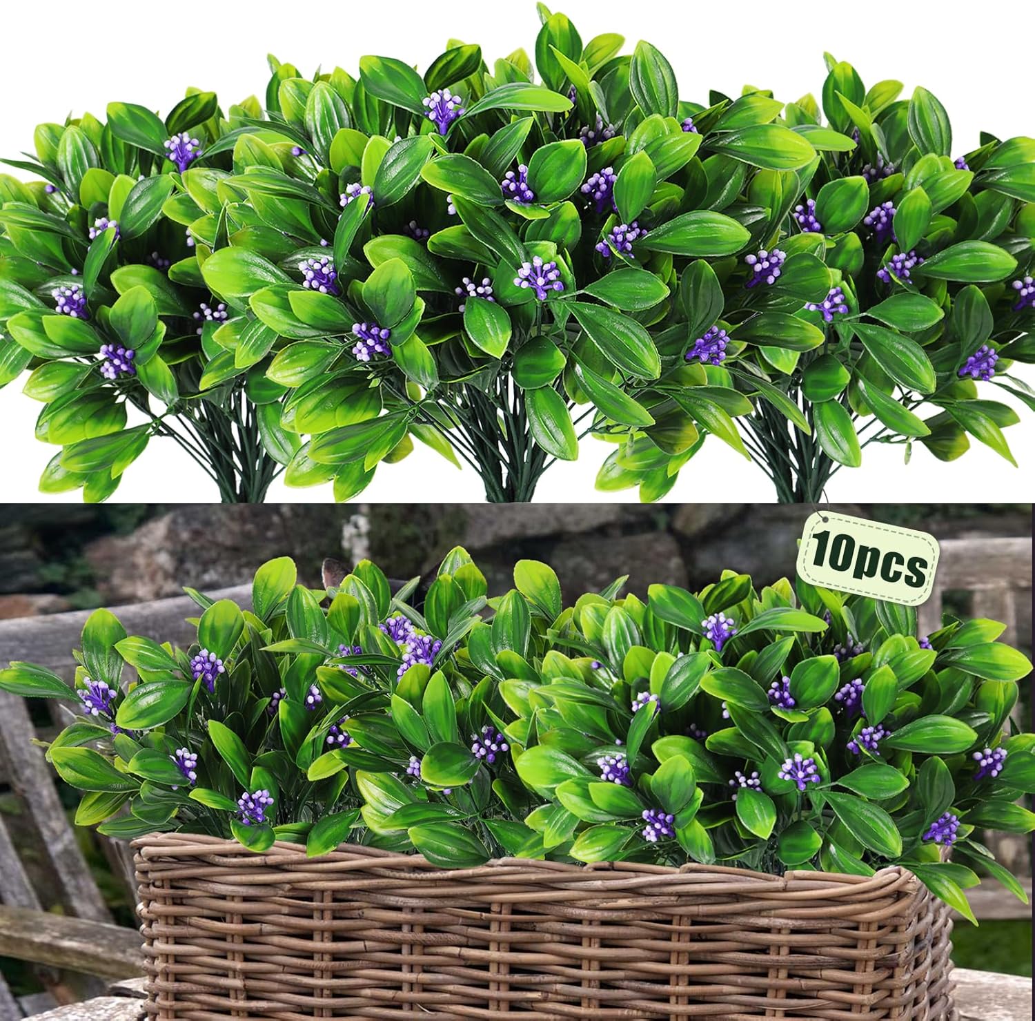 RECUTMS 10 Pcs Artificial Violet Fern Plants