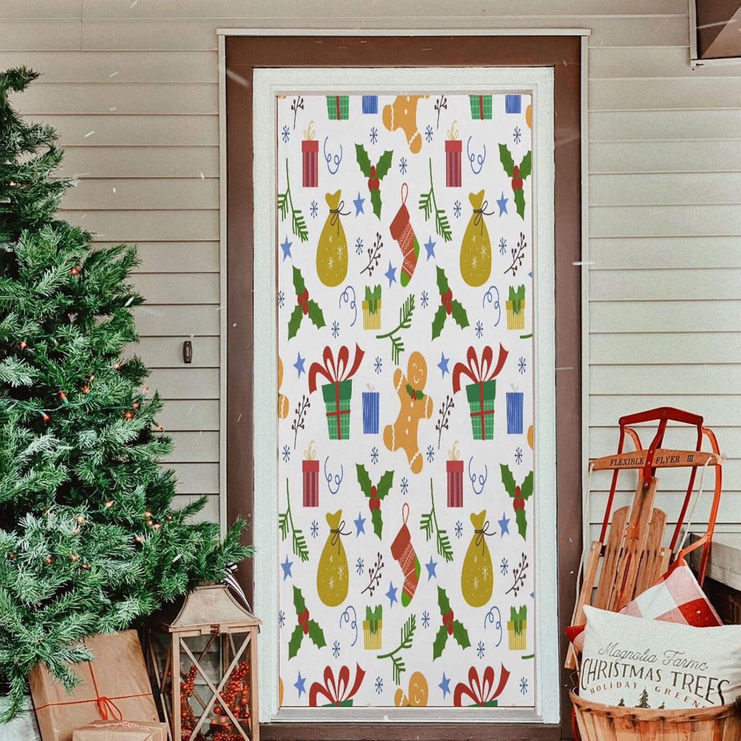 Susiyo Christmas Door Cover Stretch Fabric Party Decoration