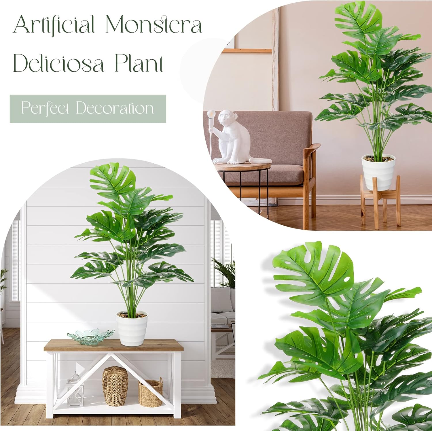 4 Pack 28 Inch Artificial Monstera Plants with Pots