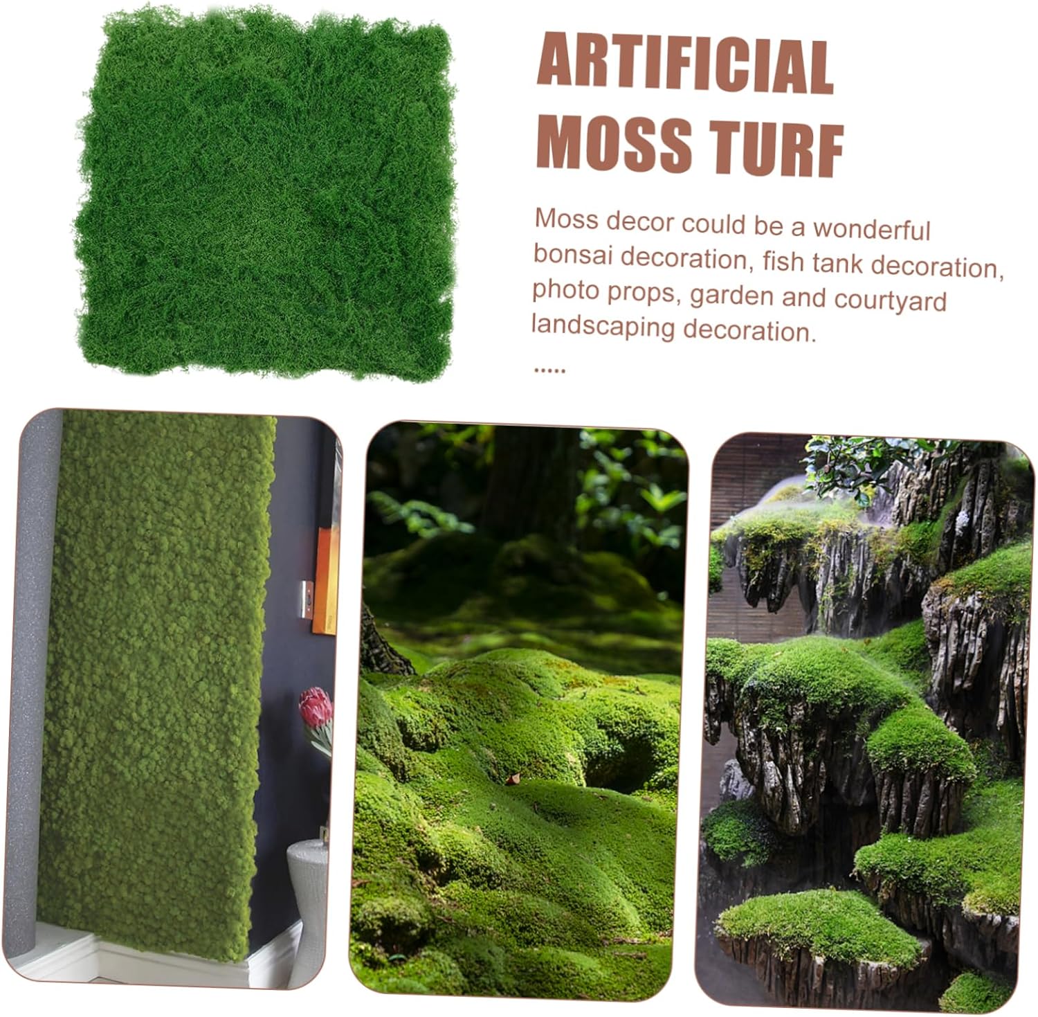 Merryhapy Artificial Moss Turf Realistic Foam Fake Grass for Garden Bonsai Decor Outdoor Landscaping