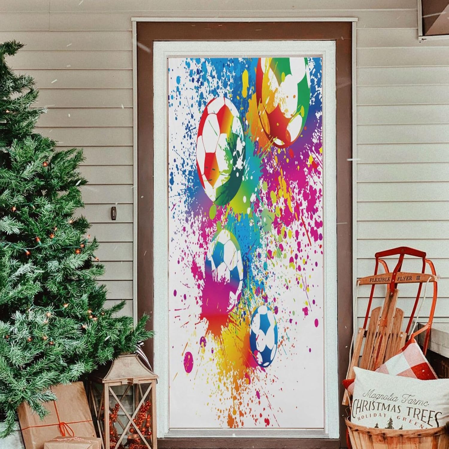 Susiyo Colorful Football Halloween Door Cover