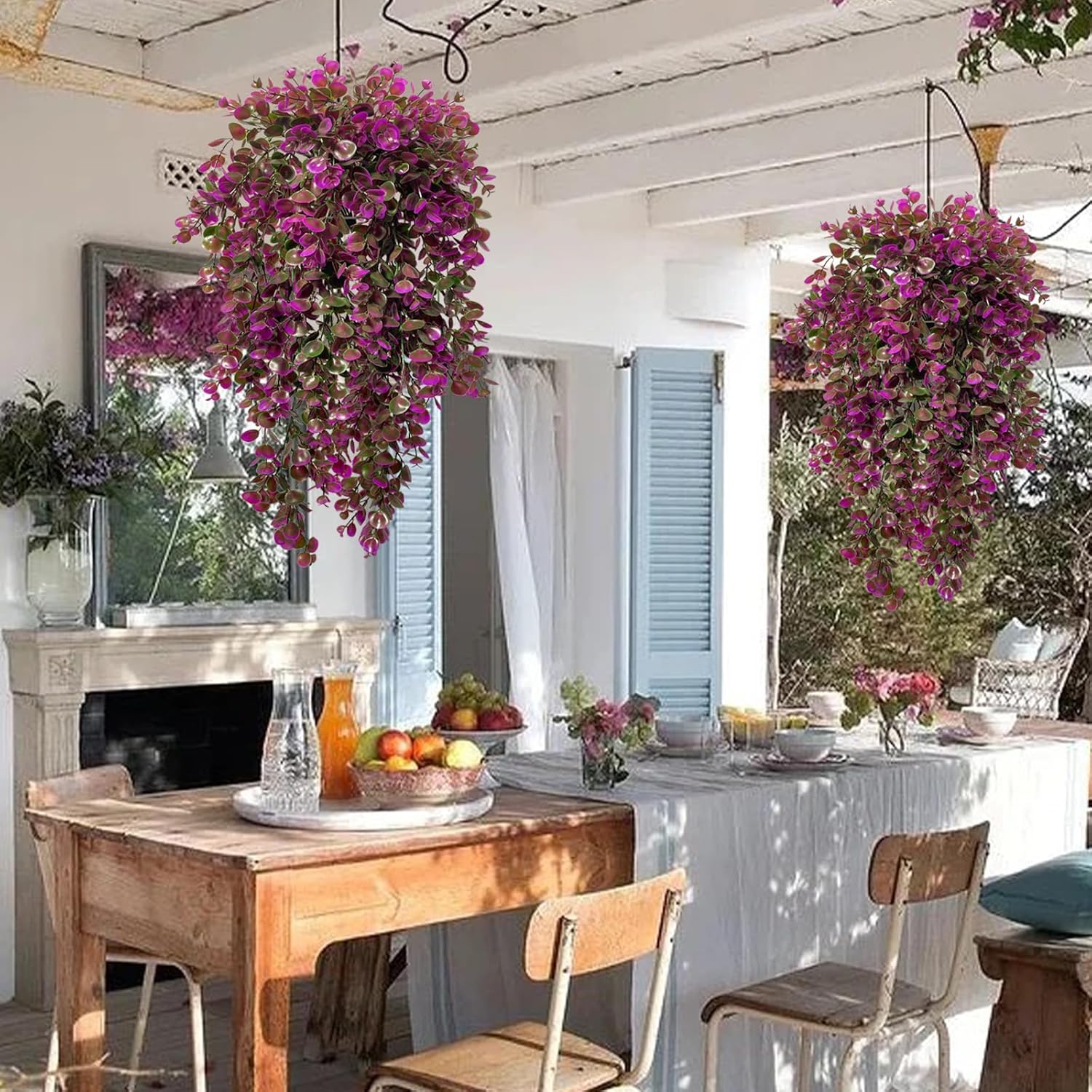Lakiyfye 4 Pc Fuchsia Artificial Hanging Fern Plants