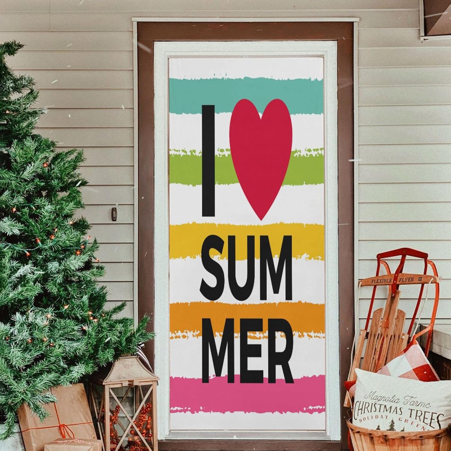 Susiyo Rainbow Colorful Stripes Halloween Door Cover
