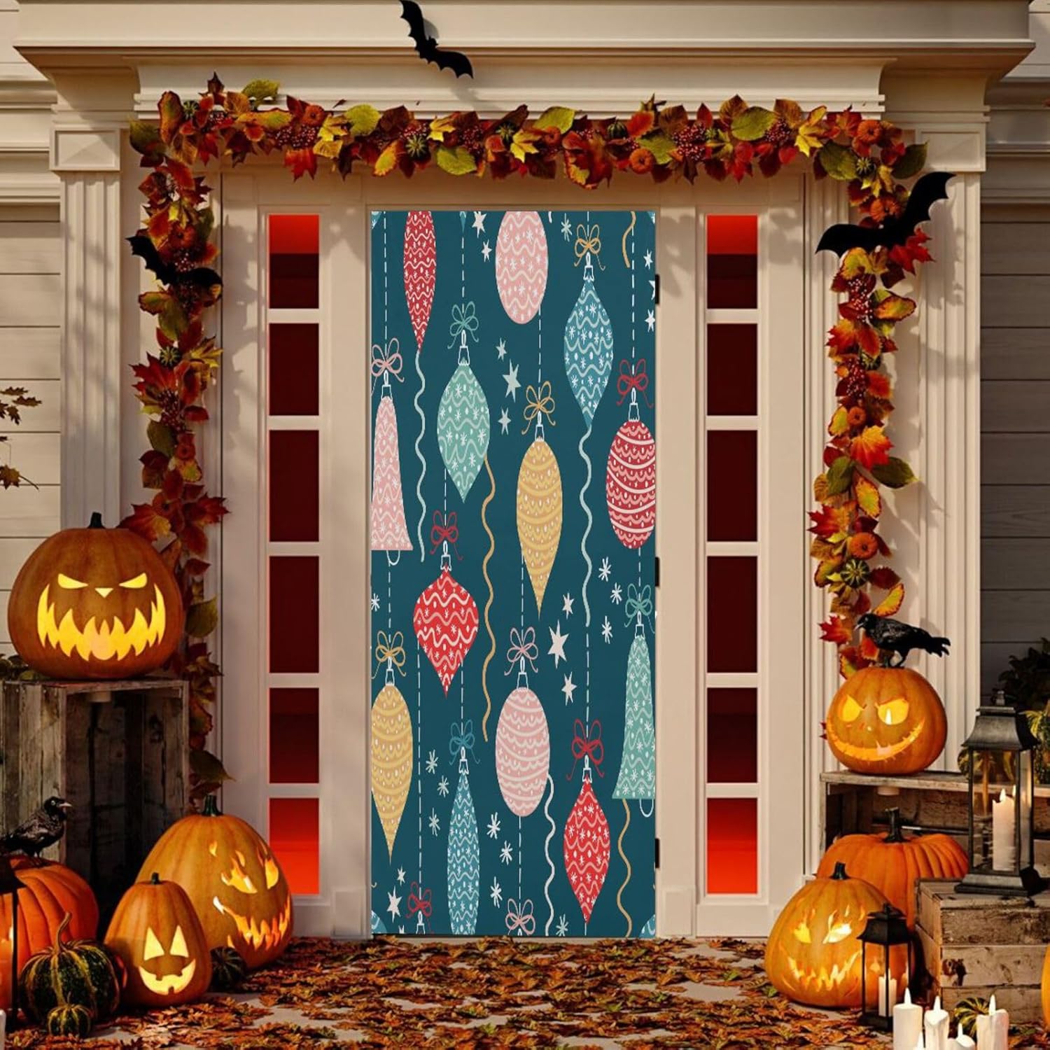 Susiyo Christmas Ornaments Door Cover Stretch Fabric Decor