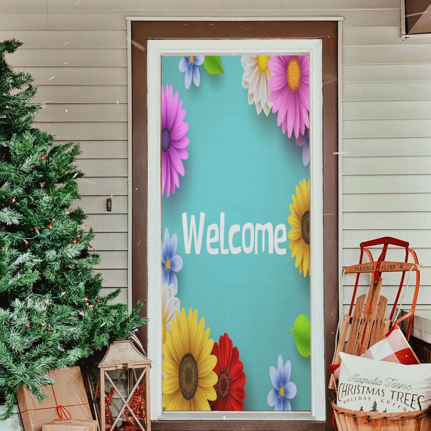 Susiyo Spring Flowers Red Halloween Door Cover