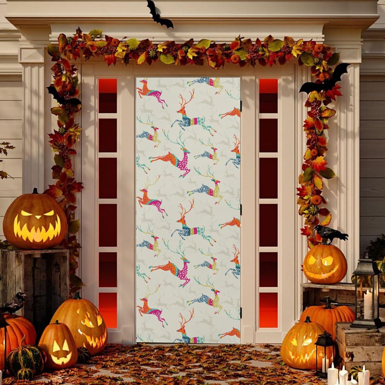 Susiyo Christmas Reindeer Door Cover Decoration 32x79 In