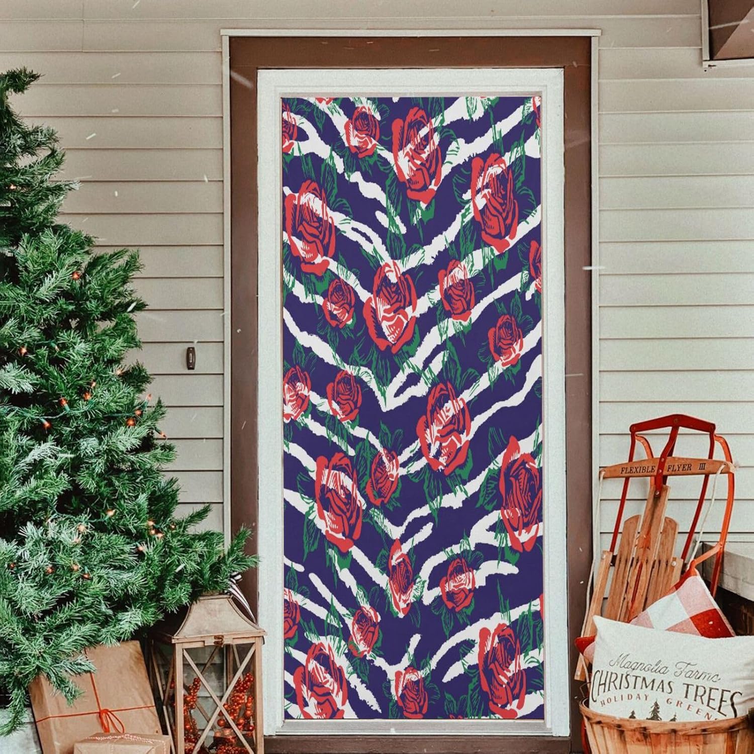 Susiyo Animal Print Rose Halloween Door Cover 32x79 in