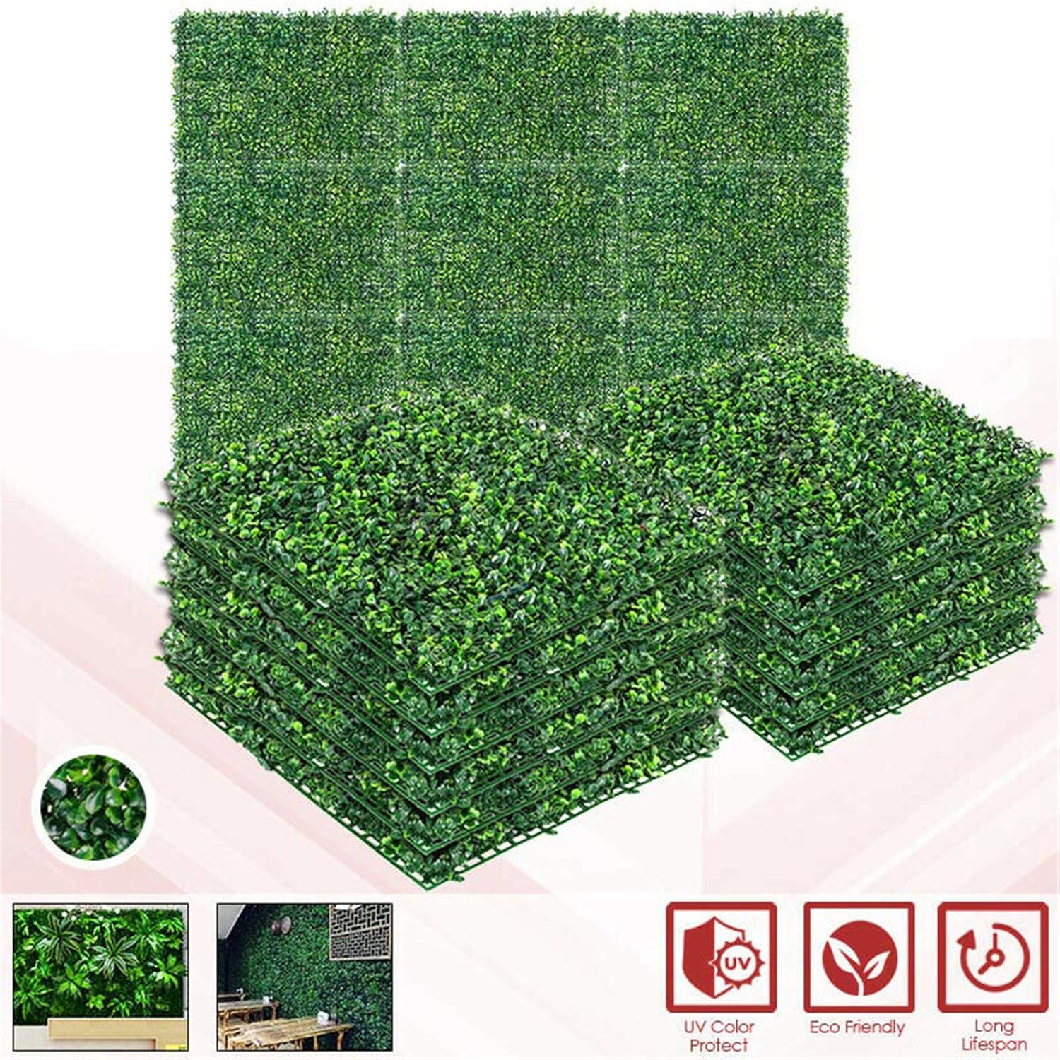 2PCS Artificial Boxwood Plants Green Wall Decor