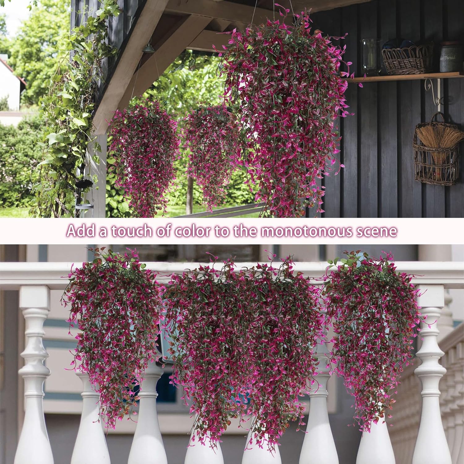 Artificial Hanging Plants 4pcs 33 Inch Faux Ivy Vine UV Resistant Purple Red