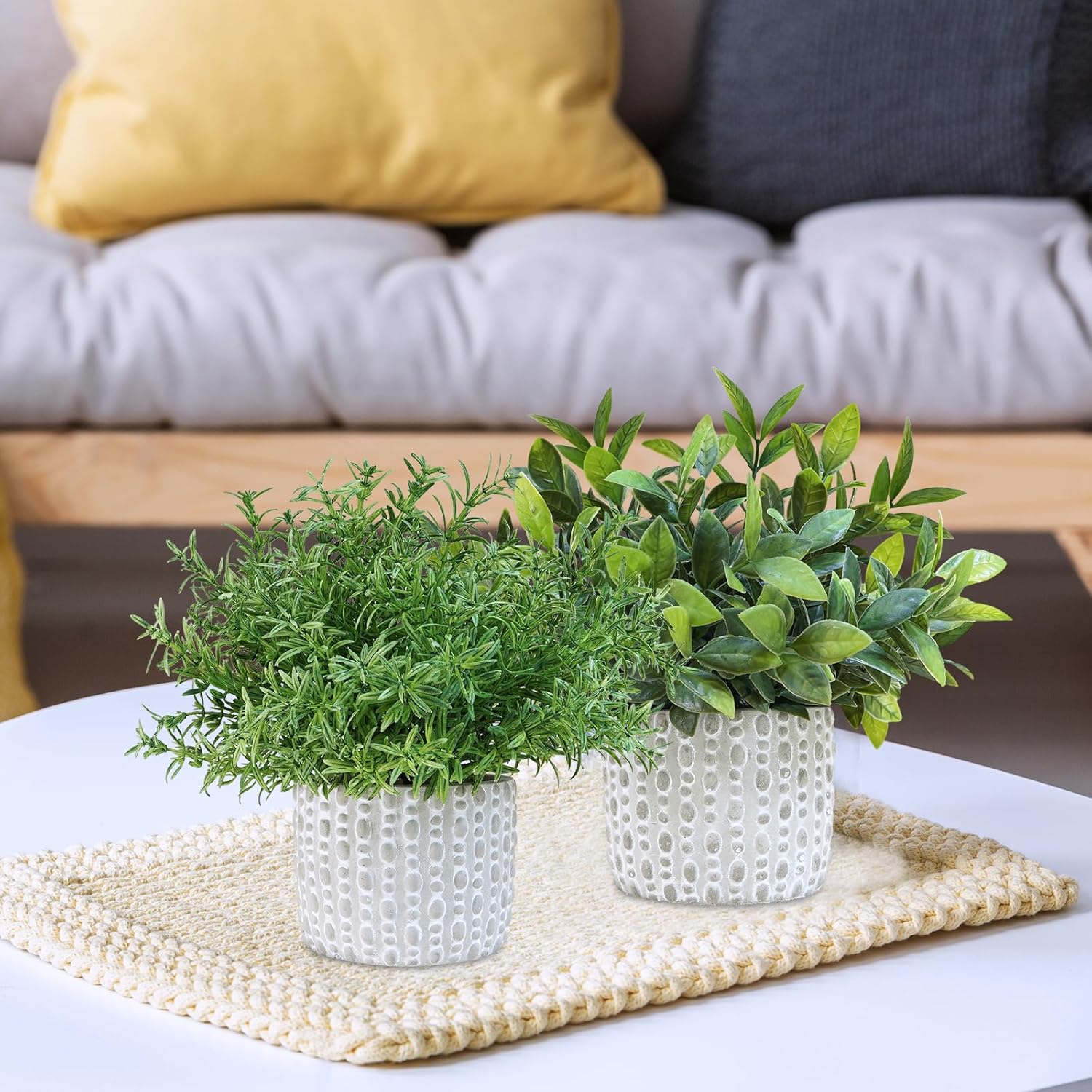 Winlyn 3 Pcs Artificial Potted Plants Set