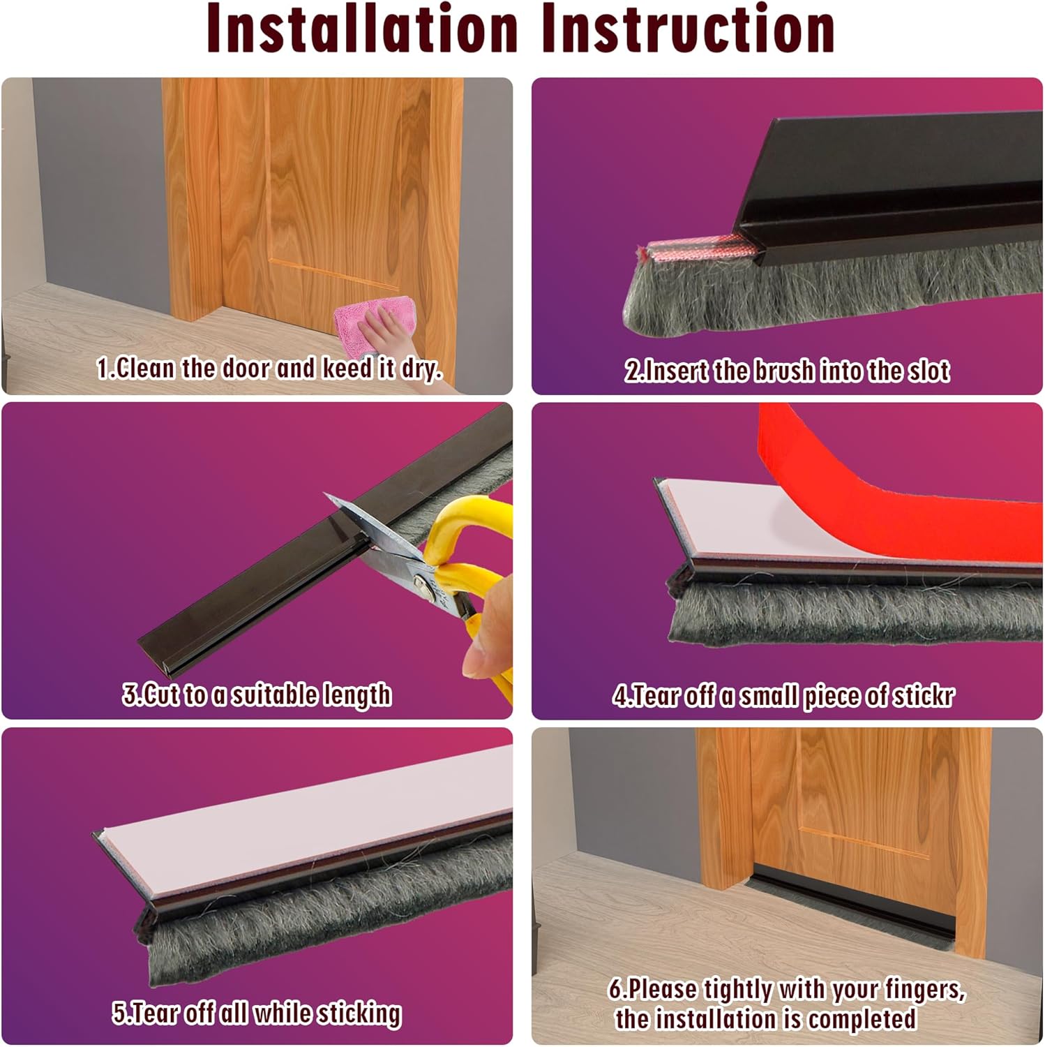 Door Draft Stopper Bottom Seal 39 Inch Soundproof Winter Cold Blocker