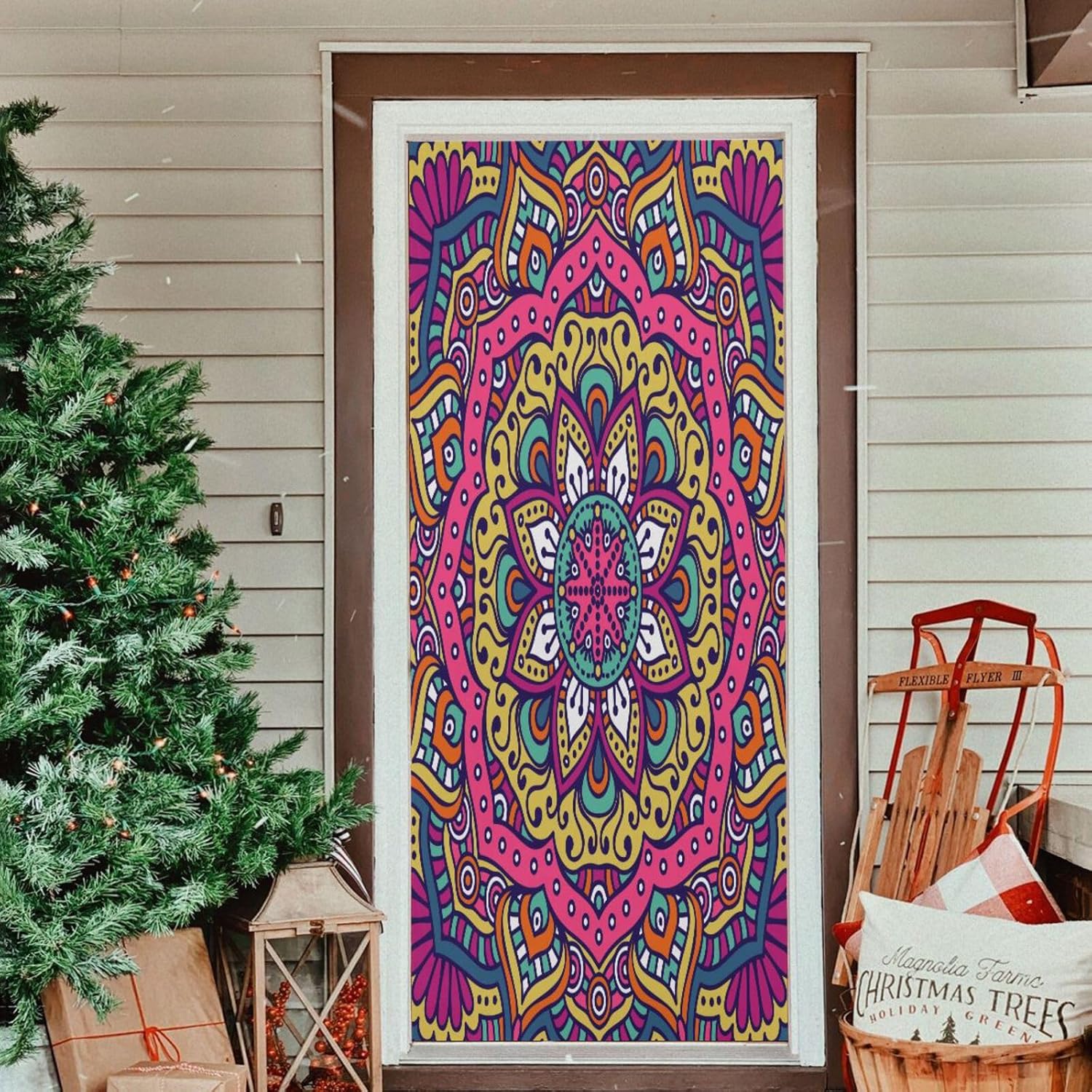 Susiyo Flower Mandalas Purple Halloween Door Cover