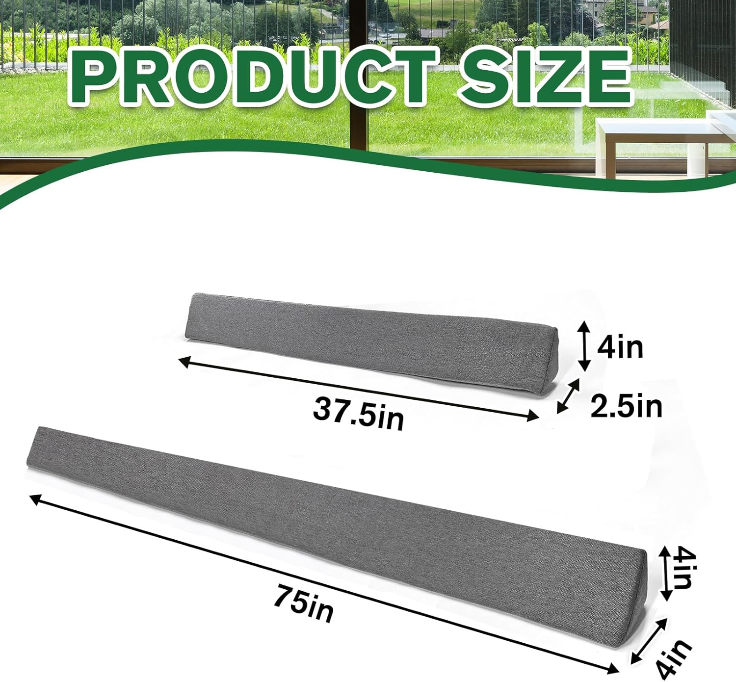 2 Pack Sliding Door Draft Blocker Stopper for Patio Sunroom Double Doors