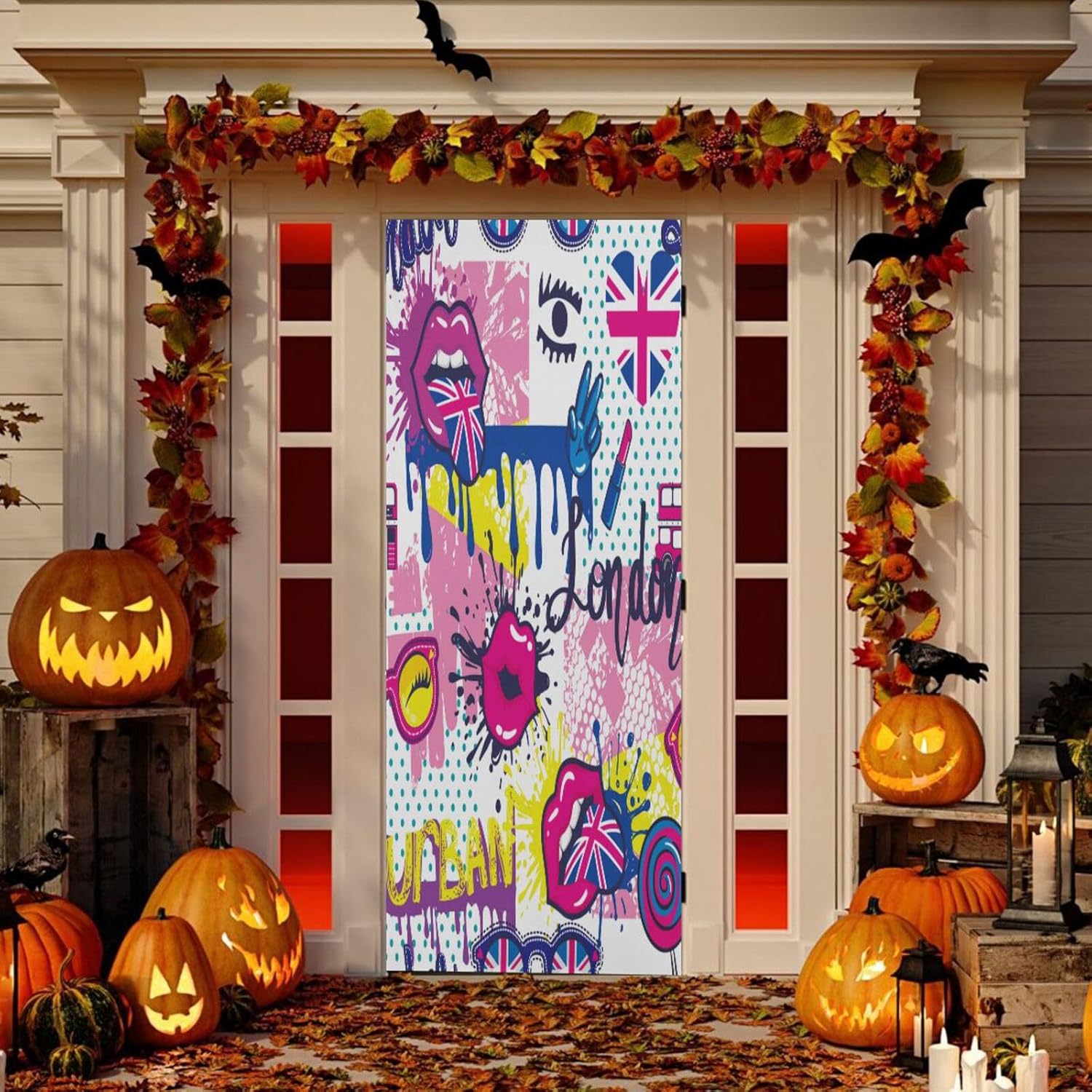 Susiyo Funny Colorful Halloween Door Cover 32x79 in