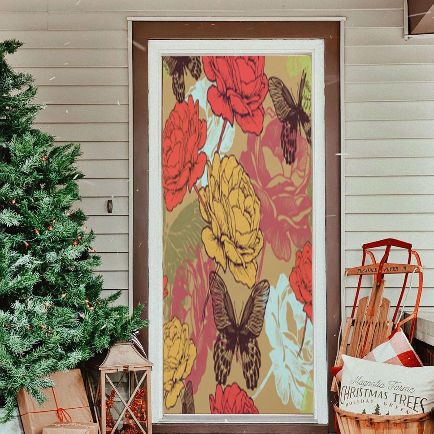 Susiyo Blooming Roses Door Cover Halloween Decoration