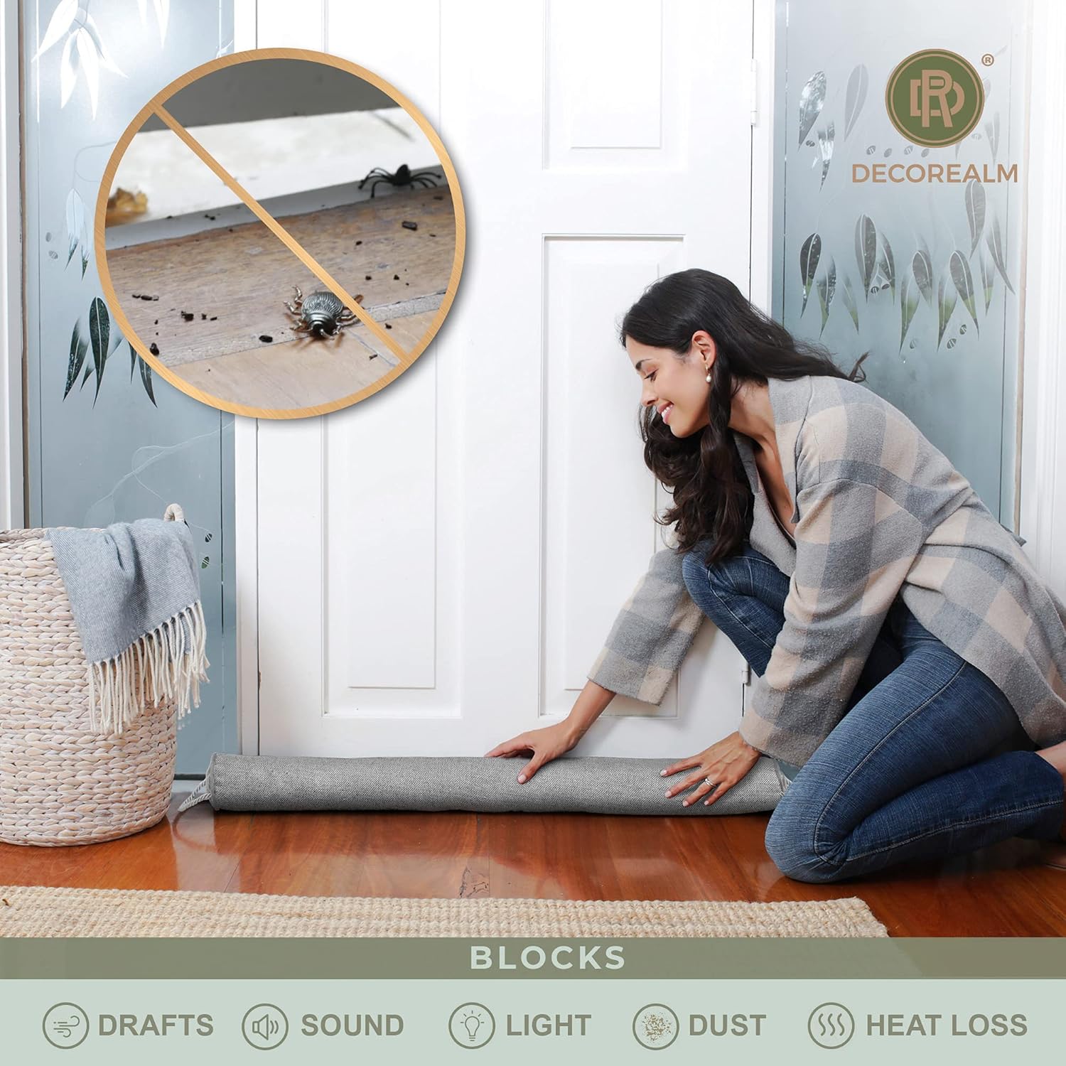 DECOREALM Under Door Draft Stopper 36 Inches Grey