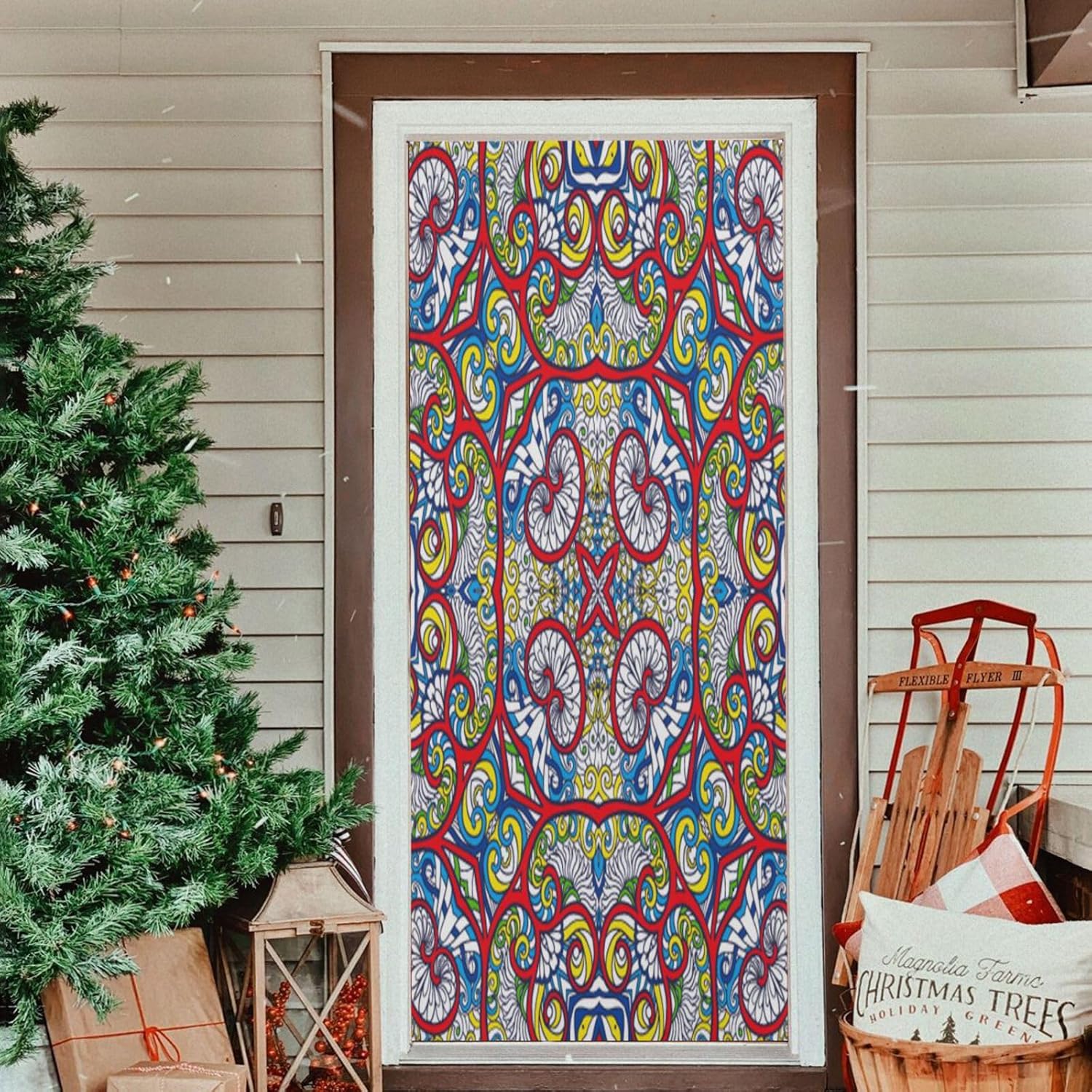 Susiyo Christmas Door Cover Decoration Stretch Fabric 32x79 in
