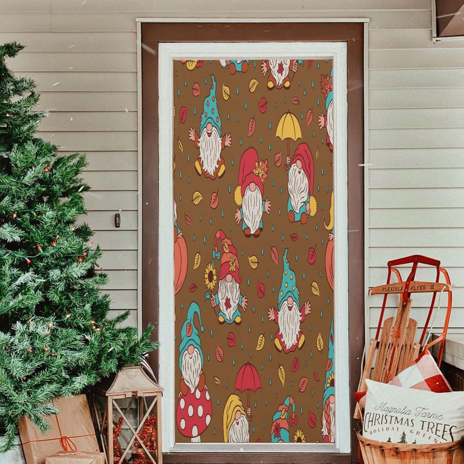 Susiyo Cute Gnomes Fall Halloween Door Cover