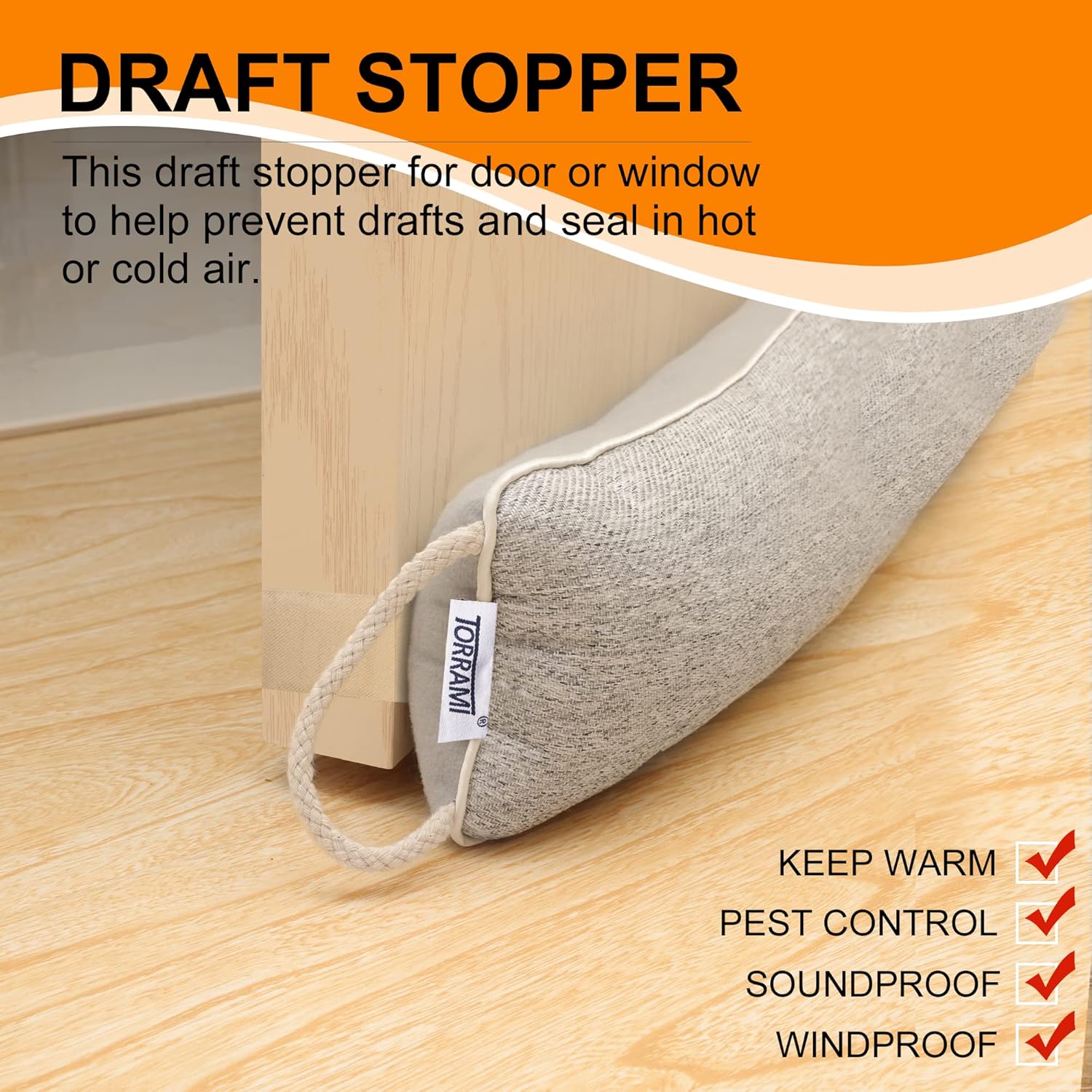 TORRAMI 38 Inch Door Draft Stopper Insulation Guard