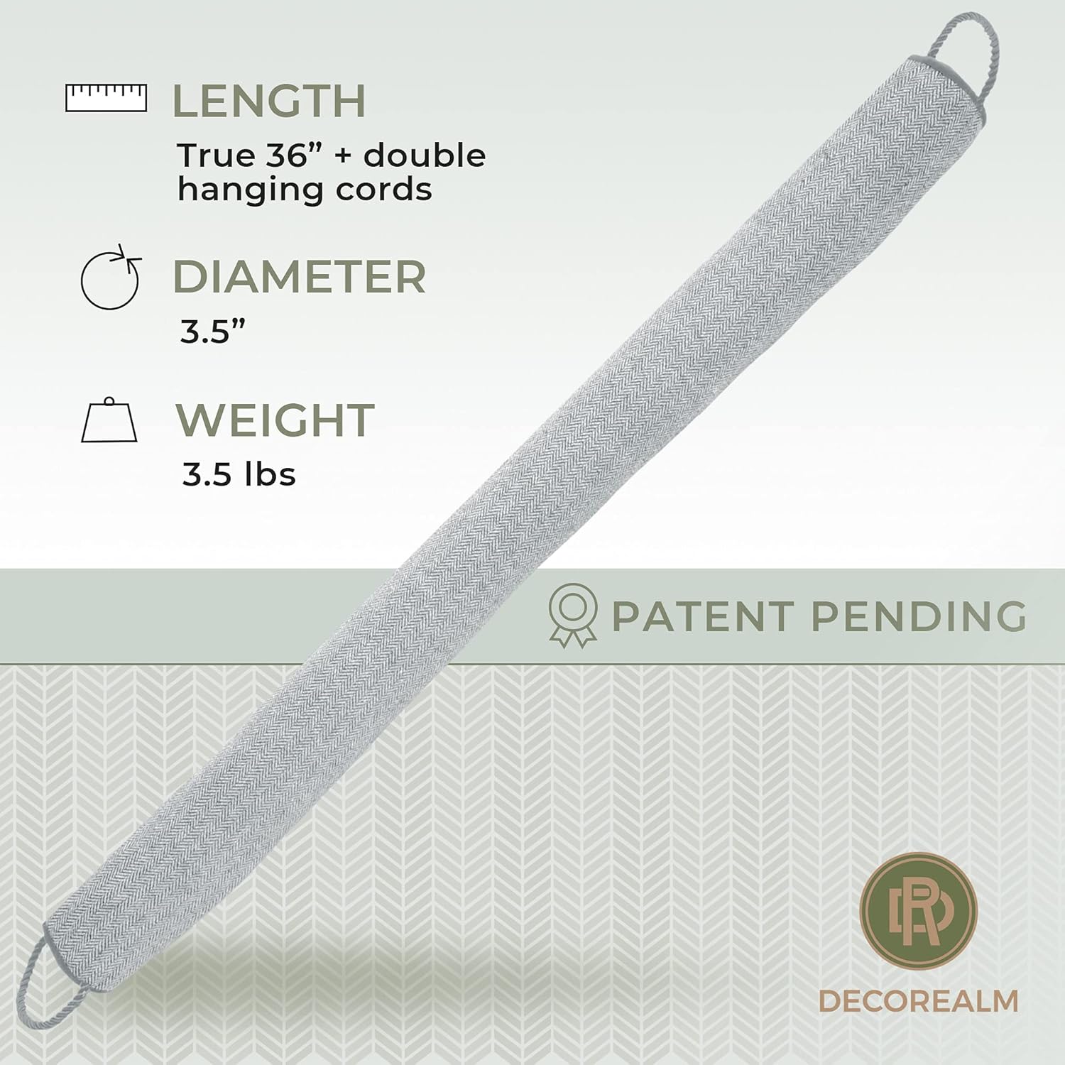 DECOREALM Under Door Draft Stopper 36 Inches Grey
