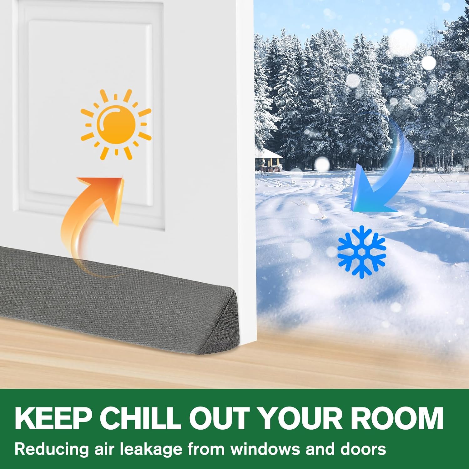 2 Pack Sliding Door Draft Blocker Stopper for Patio Sunroom Double Doors