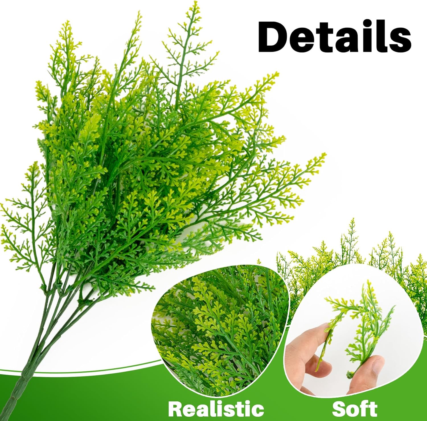 6PCS Outdoor Faux Plants - Artificial Ferns Decorations