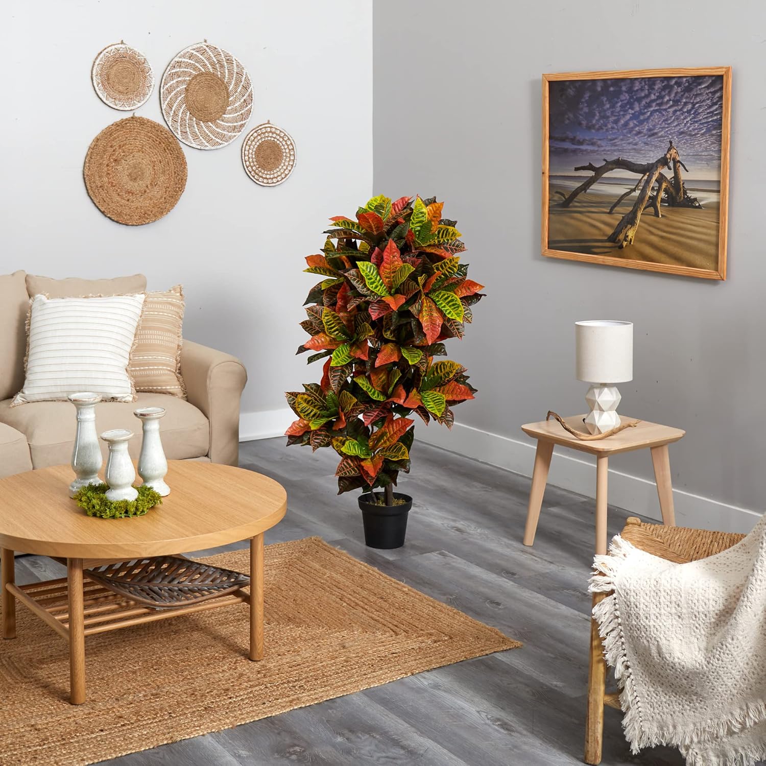 Nearly Natural 56in Croton Plant Real Touch