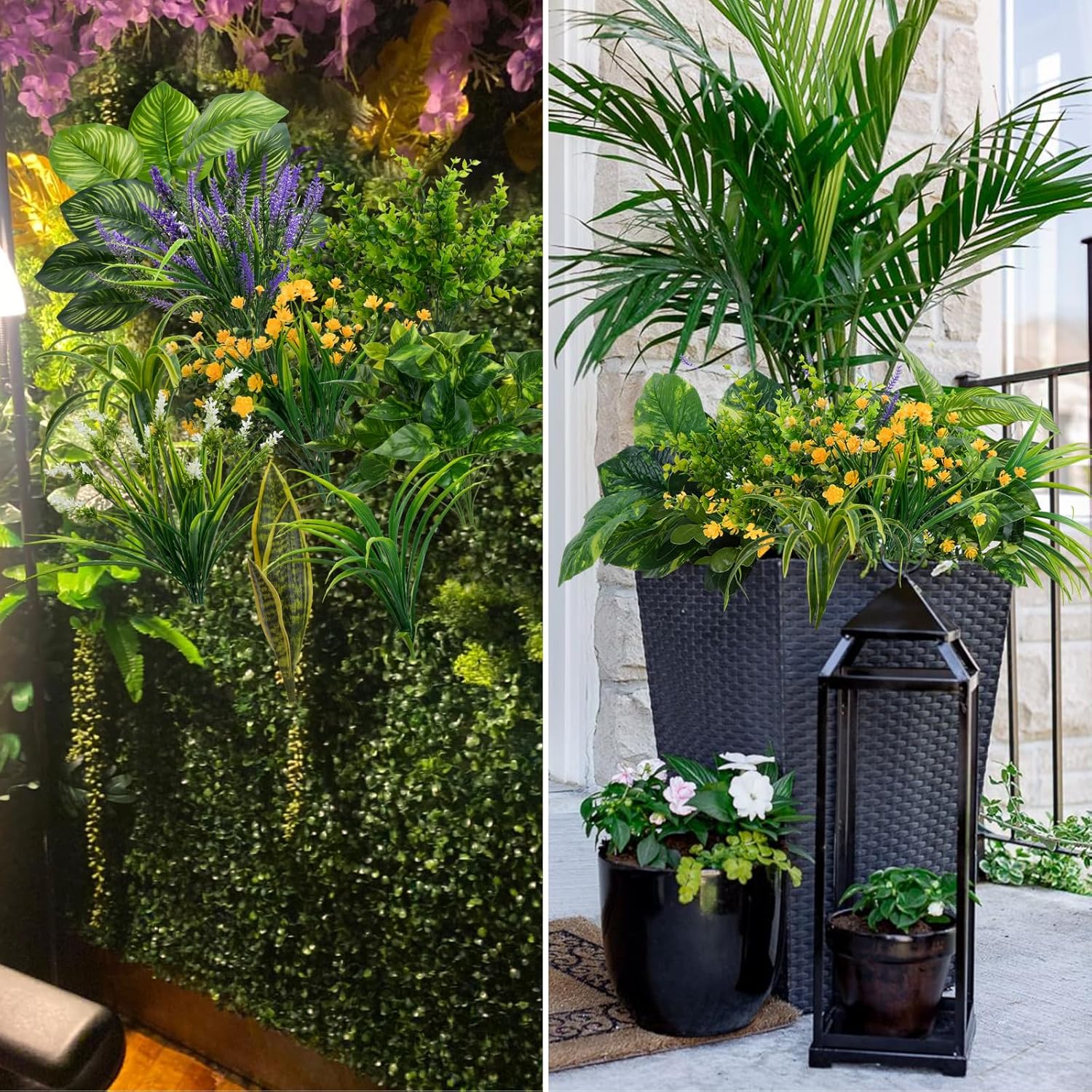 GTIDEA 19 Piece UV Resistant Artificial Plants Outdoor Decor Set