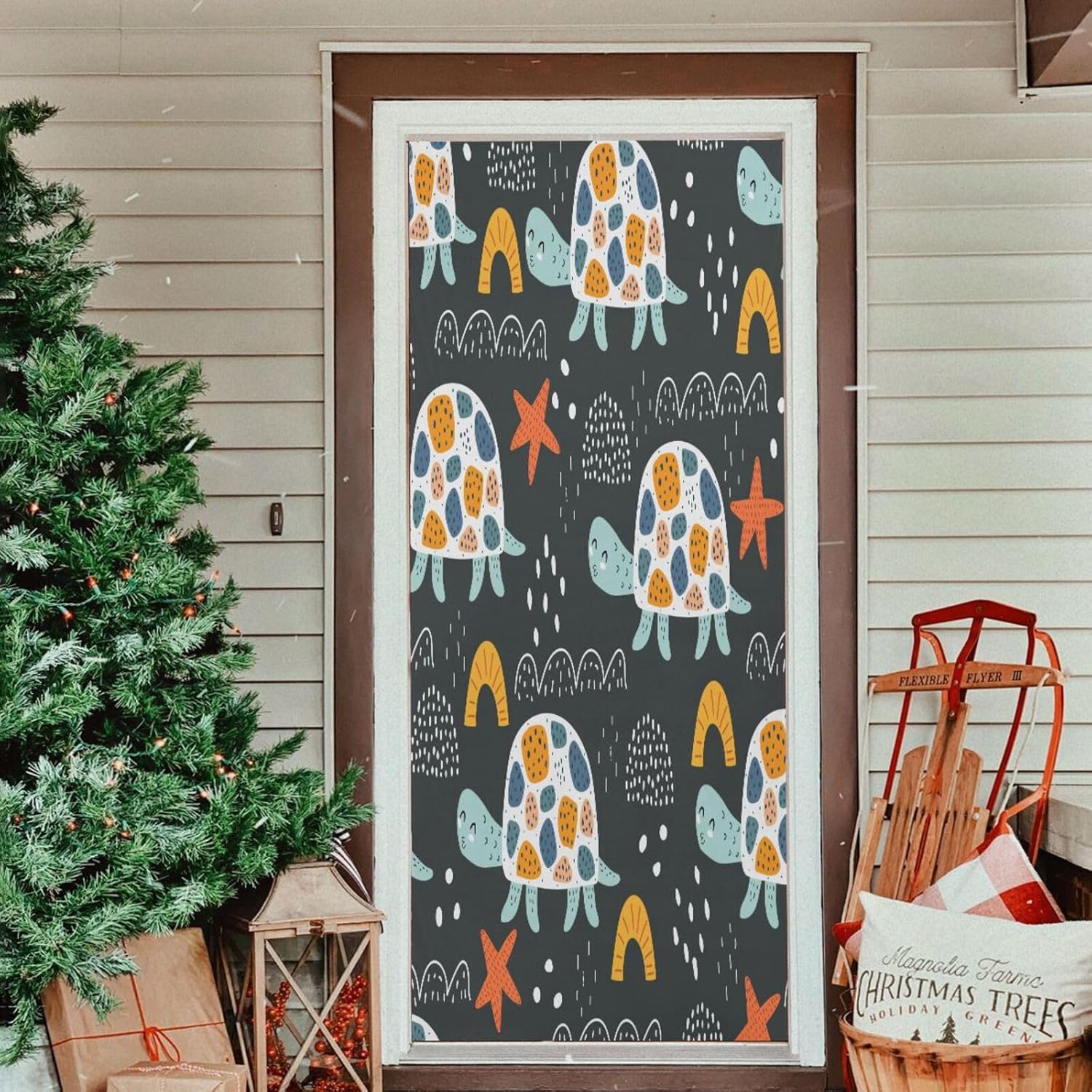 Susiyo Dark Cartoon Turtles Halloween Door Cover