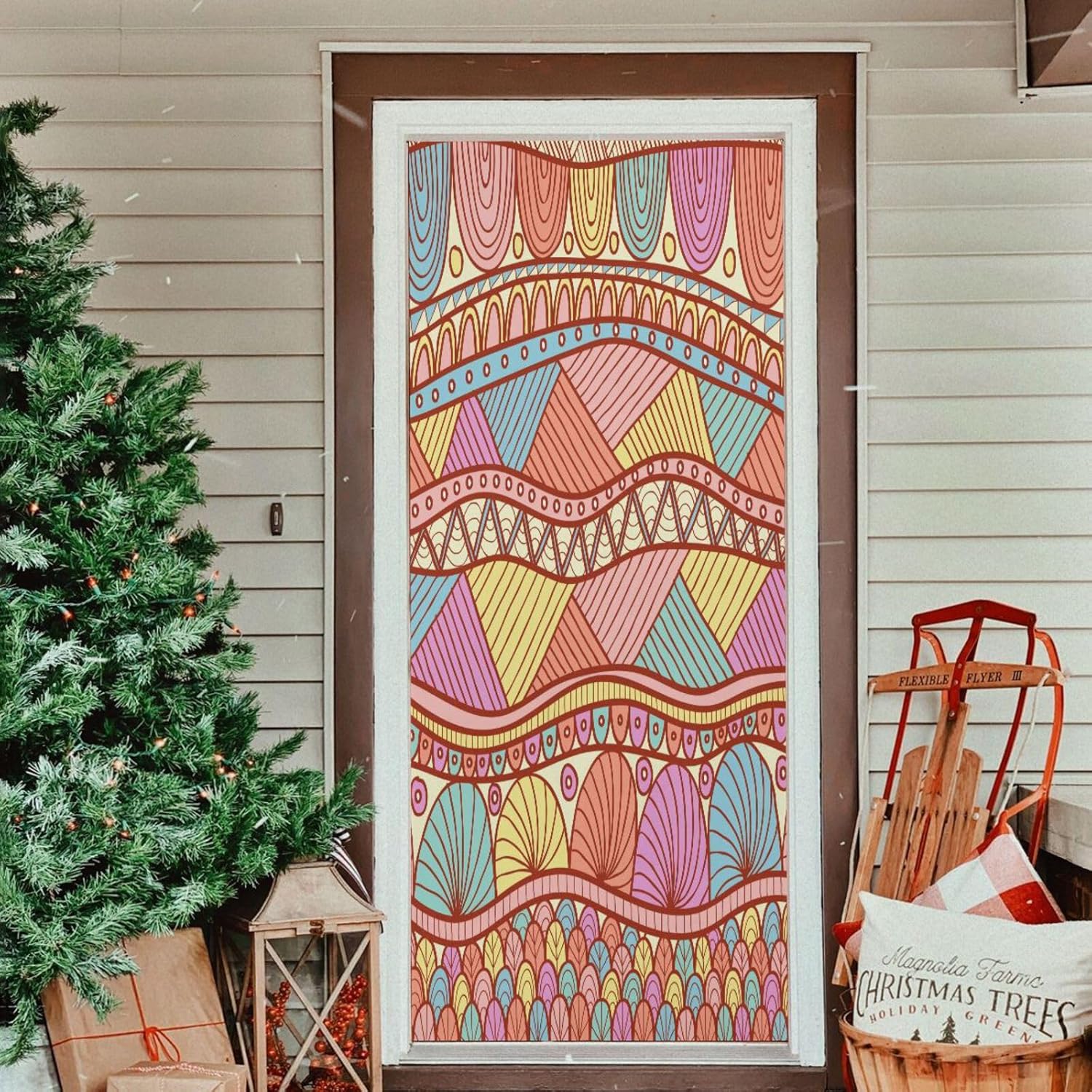Susiyo Colored Christmas Door Cover Decoration 32x79 in